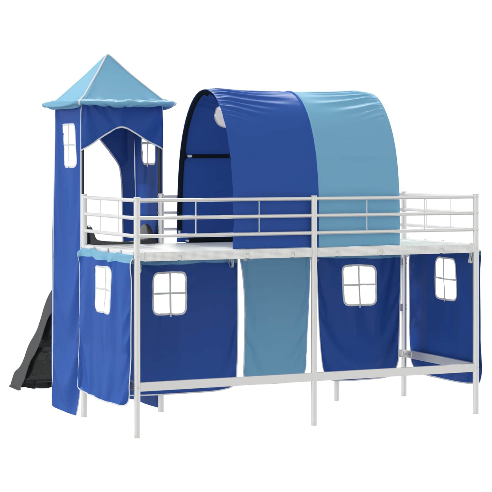 Kinder Etagenbett Gestell Uni Weiß und Blau 90 x 190 cm Metall