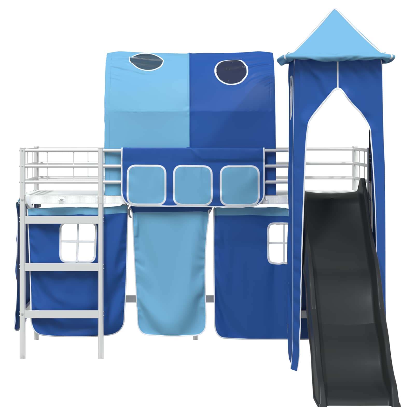 Kinder Etagenbett Gestell Uni Weiß und Blau 90 x 190 cm Metall