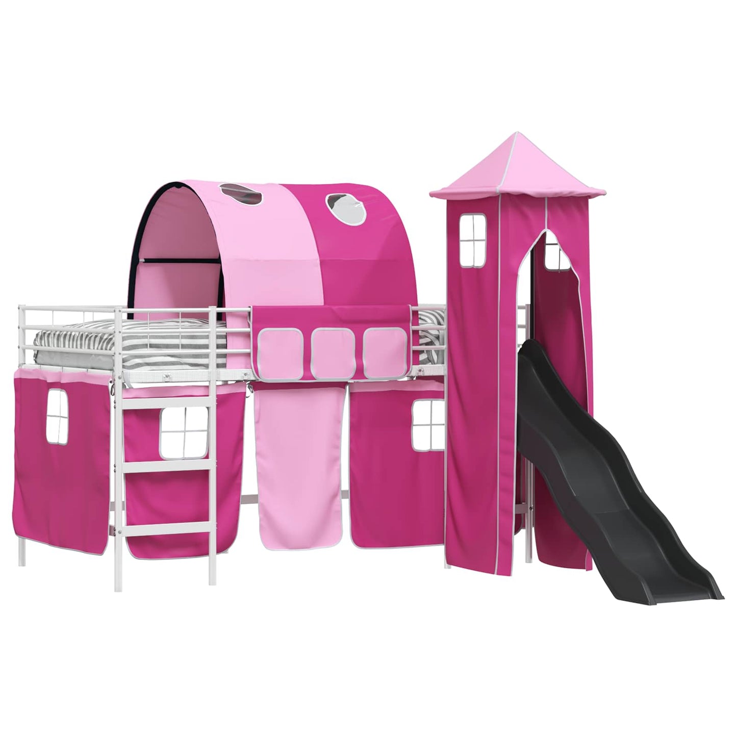 Kinder Etagenbett Gestell Uni Weiß und Rosa 80 x 200 cm Metall