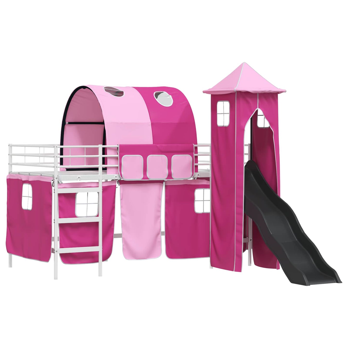 Kinder Etagenbett Gestell Uni Weiß und Rosa 80 x 200 cm Metall