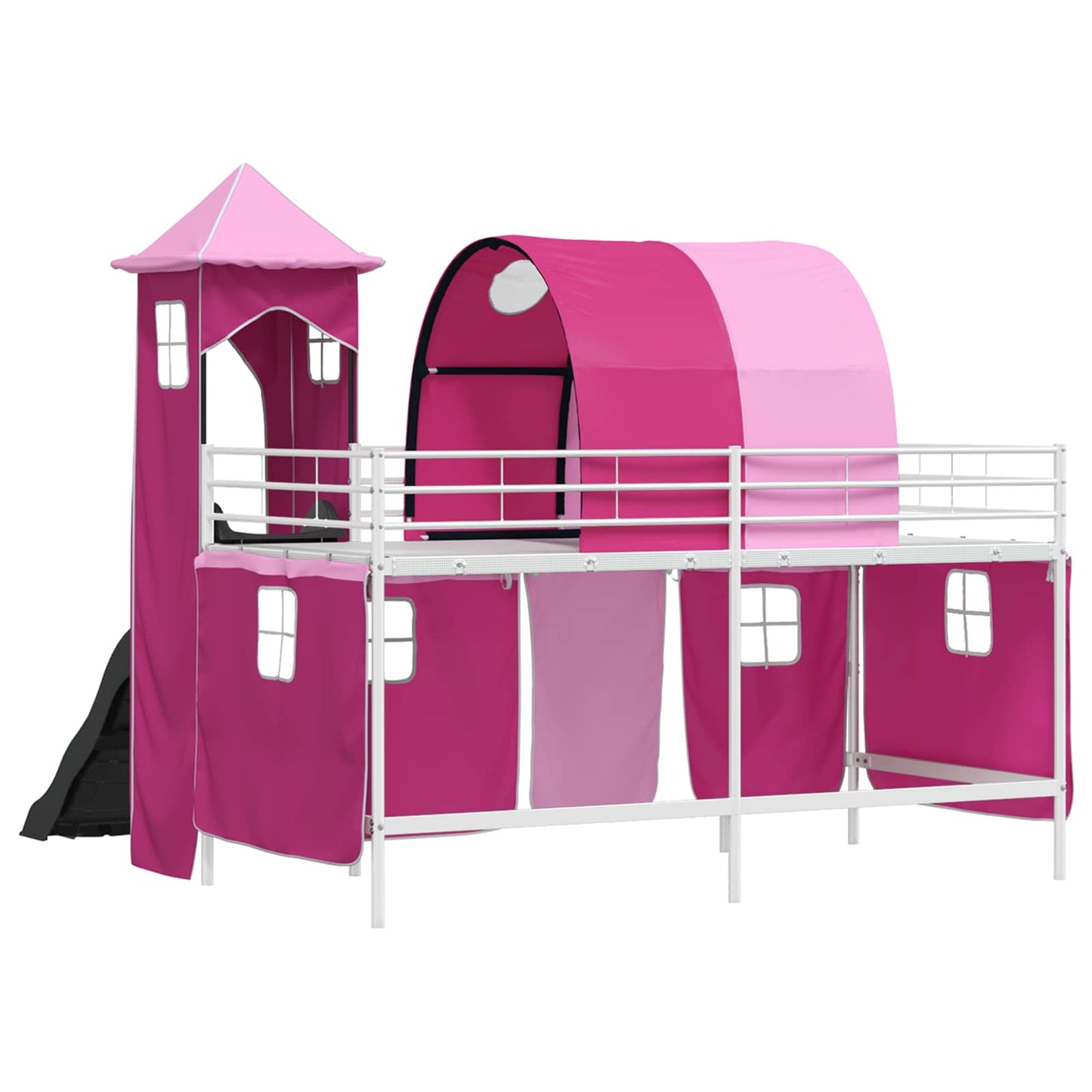 Kinder Etagenbett Gestell Uni Weiß und Rosa 80 x 200 cm Metall