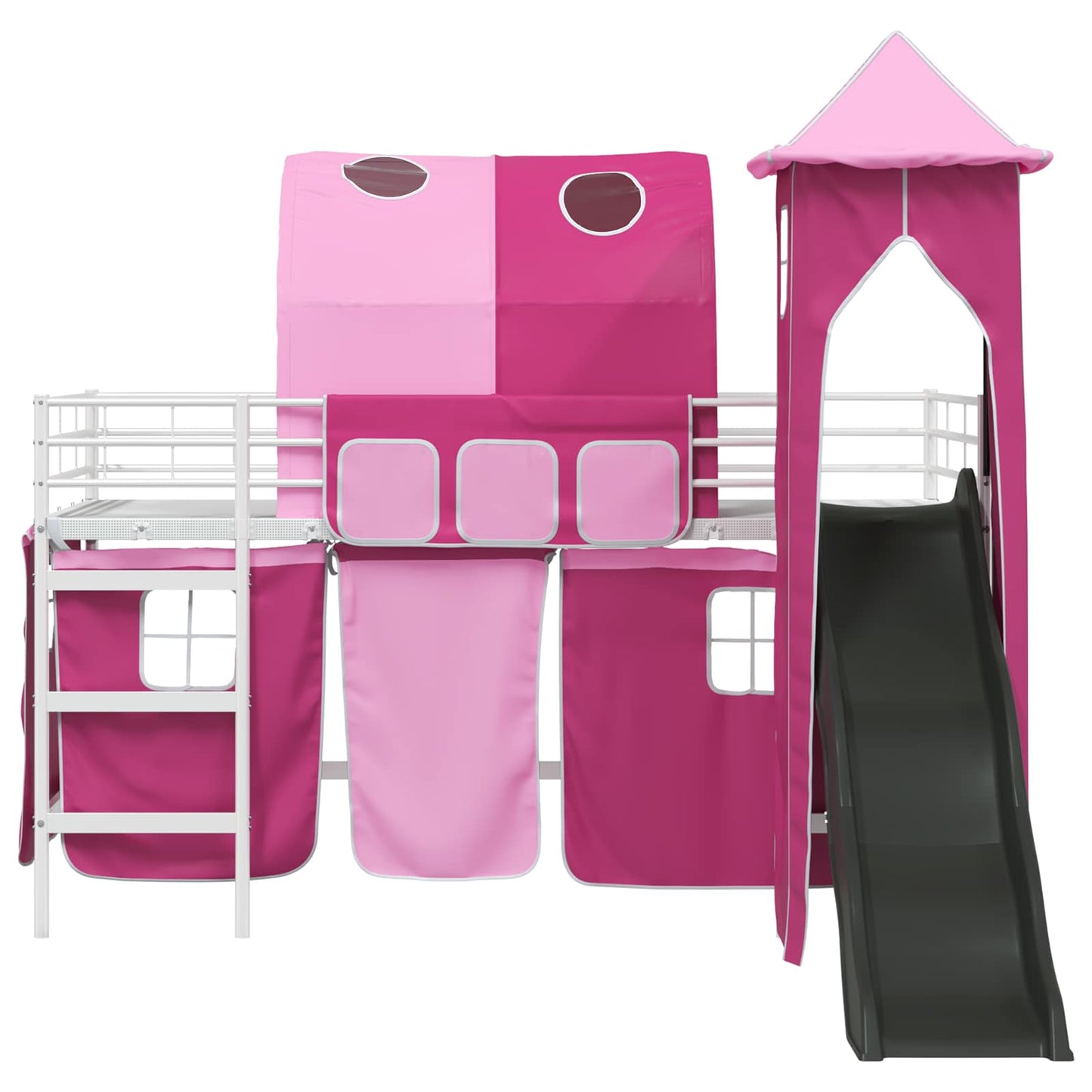 Kinder Etagenbett Gestell Uni Weiß und Rosa 80 x 200 cm Metall