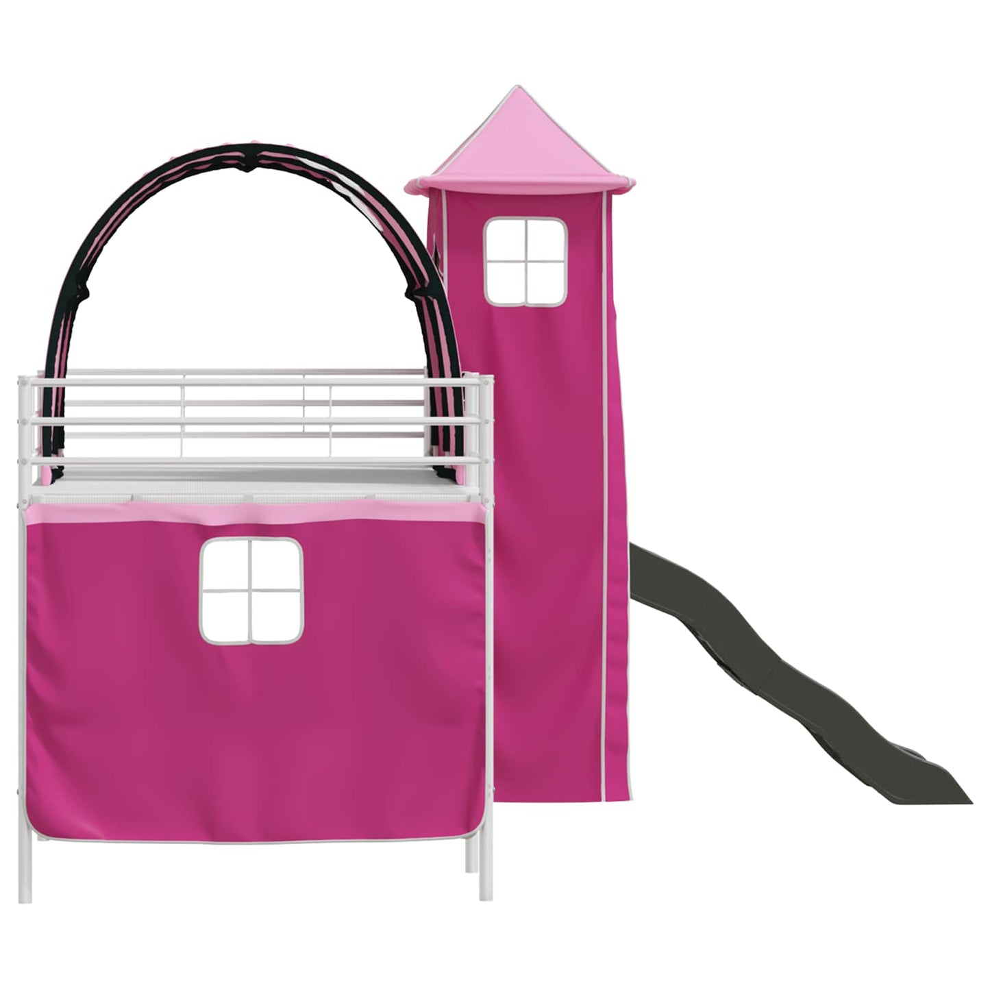 Kinder Etagenbett Gestell Uni Weiß und Rosa 80 x 200 cm Metall