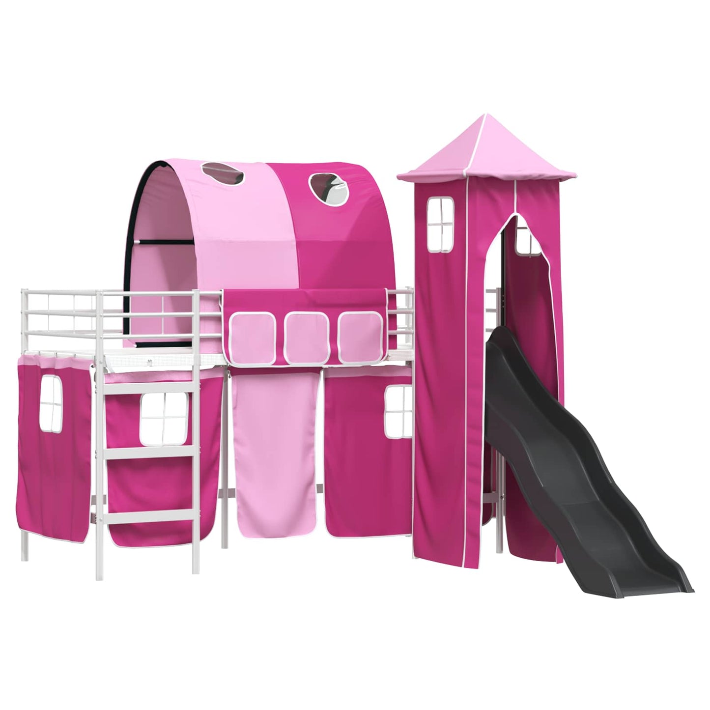 Kinder Etagenbett Gestell Uni Weiß und Rosa 90 x 190 cm Metall