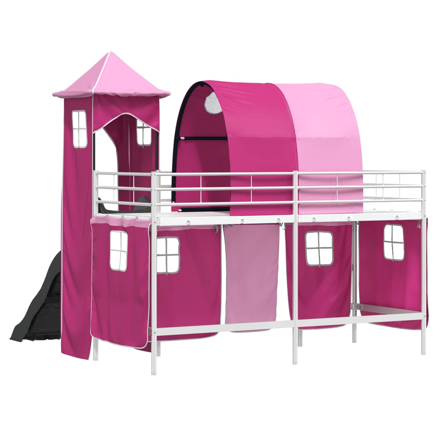 Kinder Etagenbett Gestell Uni Weiß und Rosa 90 x 190 cm Metall