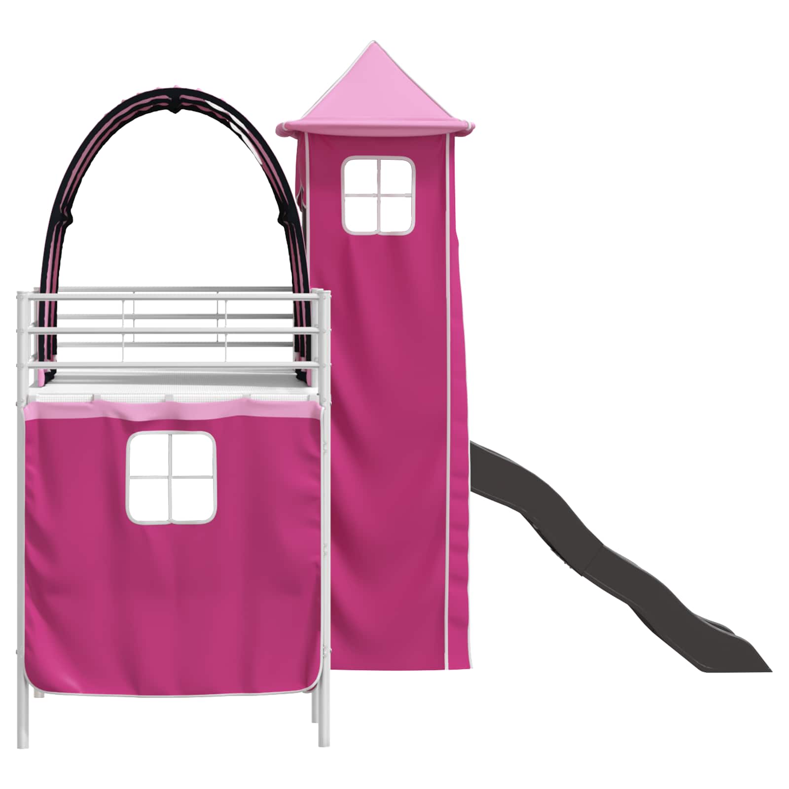 Kinder Etagenbett Gestell Uni Weiß und Rosa 90 x 190 cm Metall