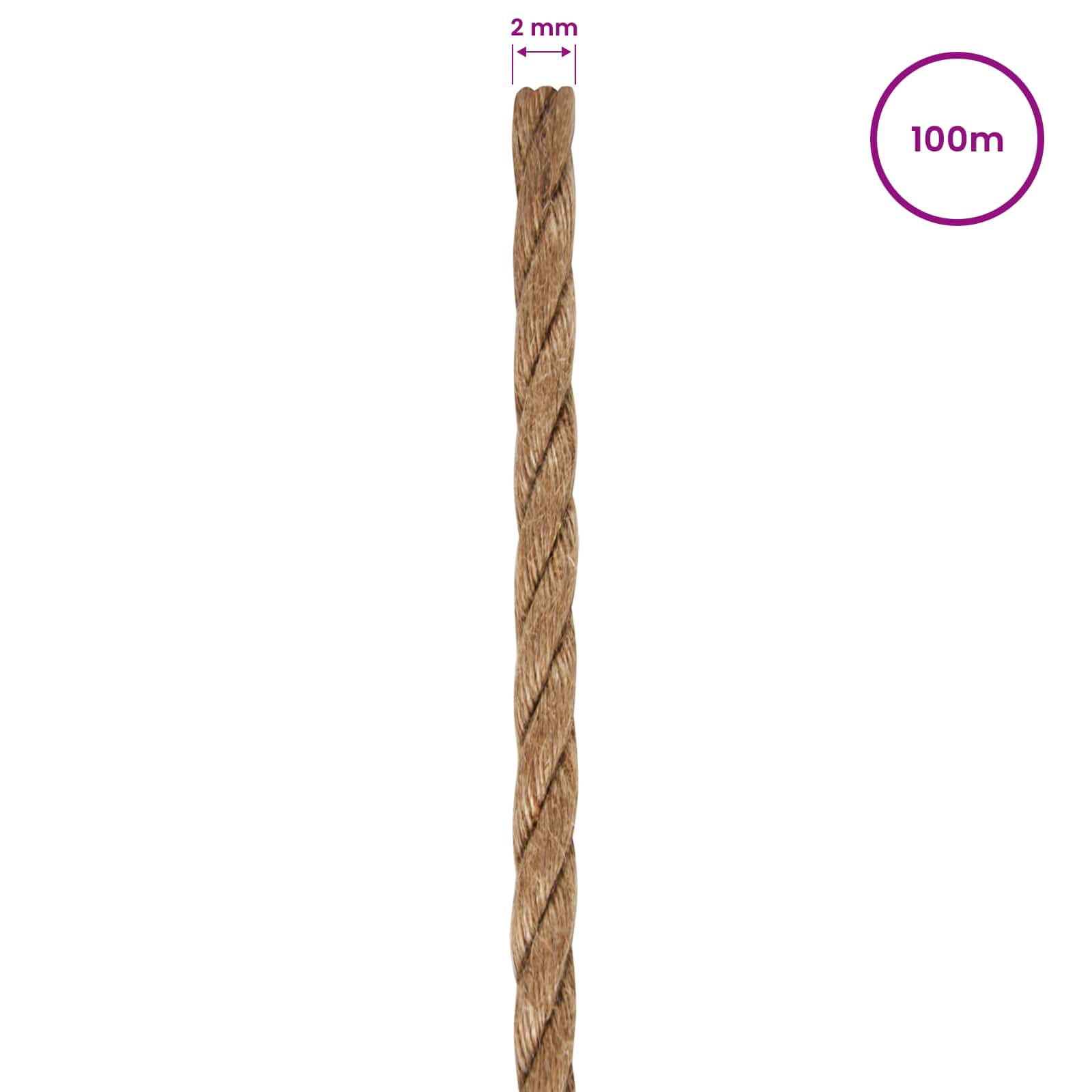 Juteschnur 10 stk. 2 mm Natur 100% Tossa Jute