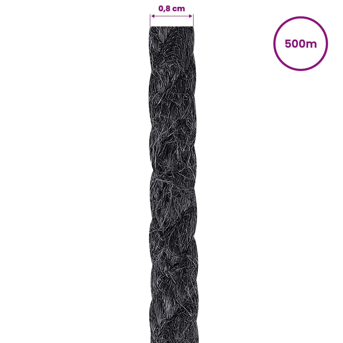 Juteseil 8 mm Schwarz 100% Tossa Jute