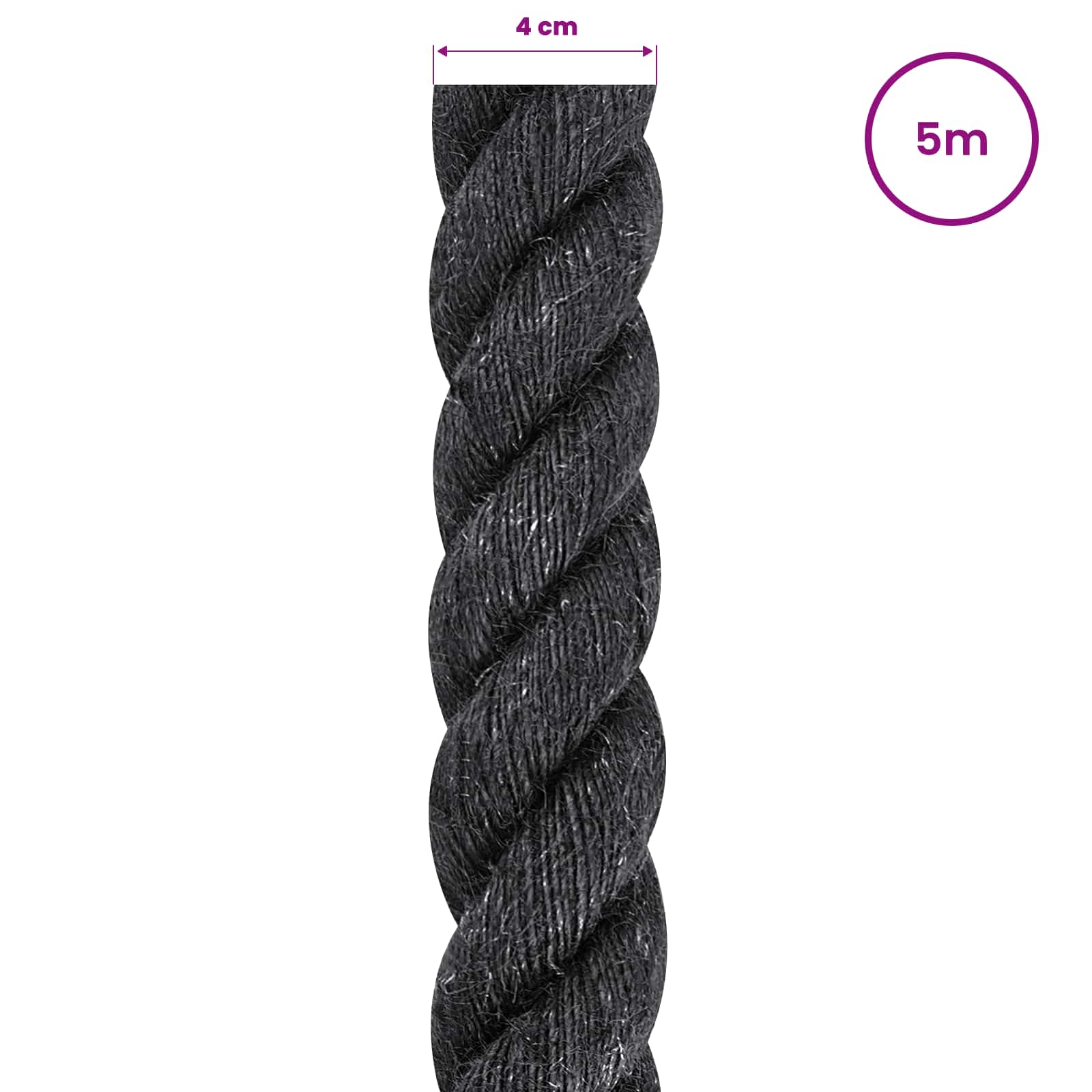 Juteseil 40 mm Schwarz 100% Tossa Jute
