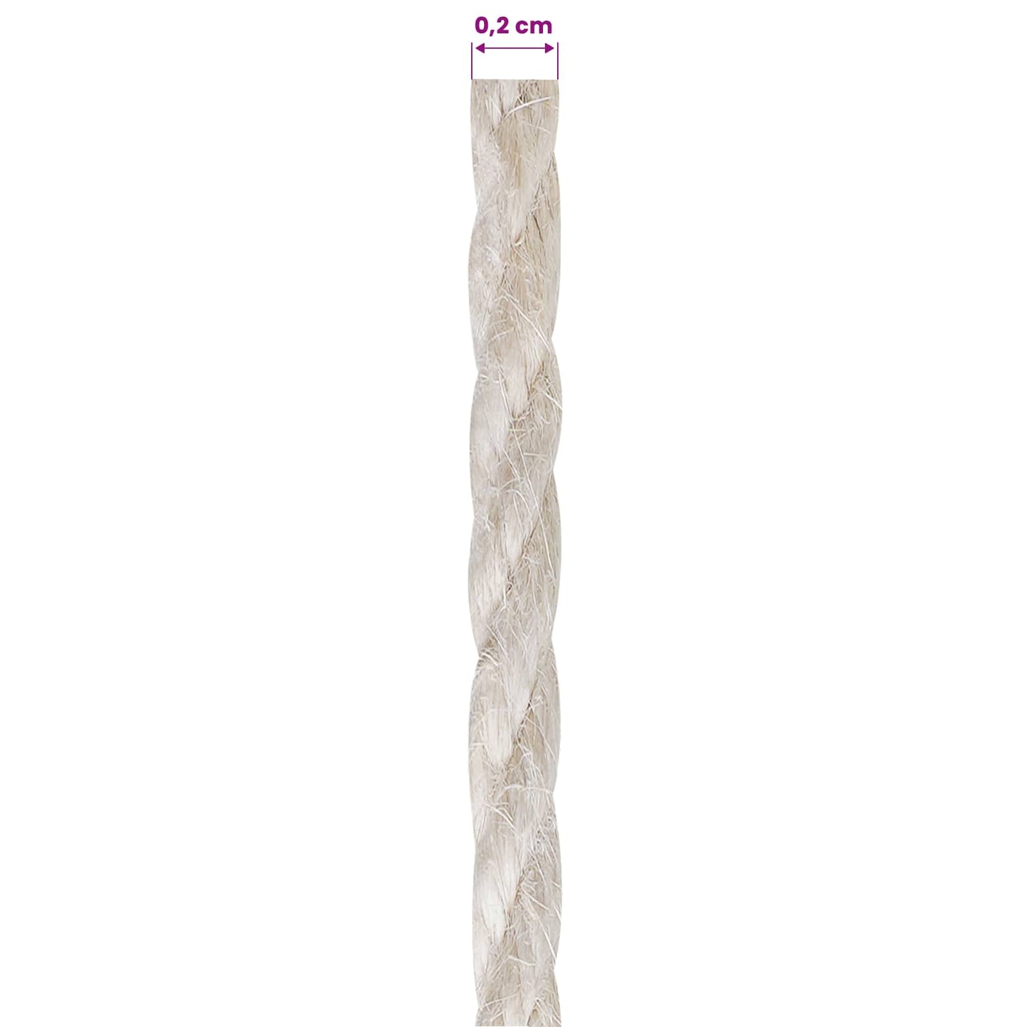 Juteschnur 10 stk. 2 mm Weiß 100% Tossa Jute