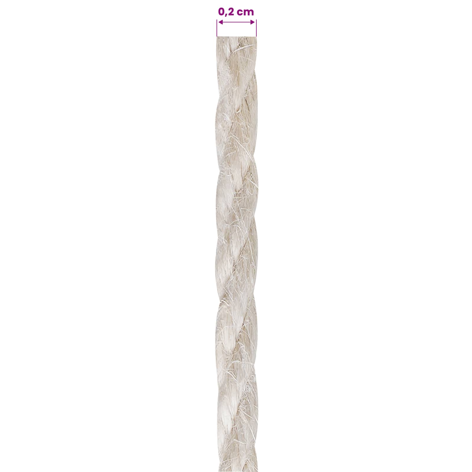 Juteschnur 10 stk. 2 mm Weiß 100% Tossa Jute
