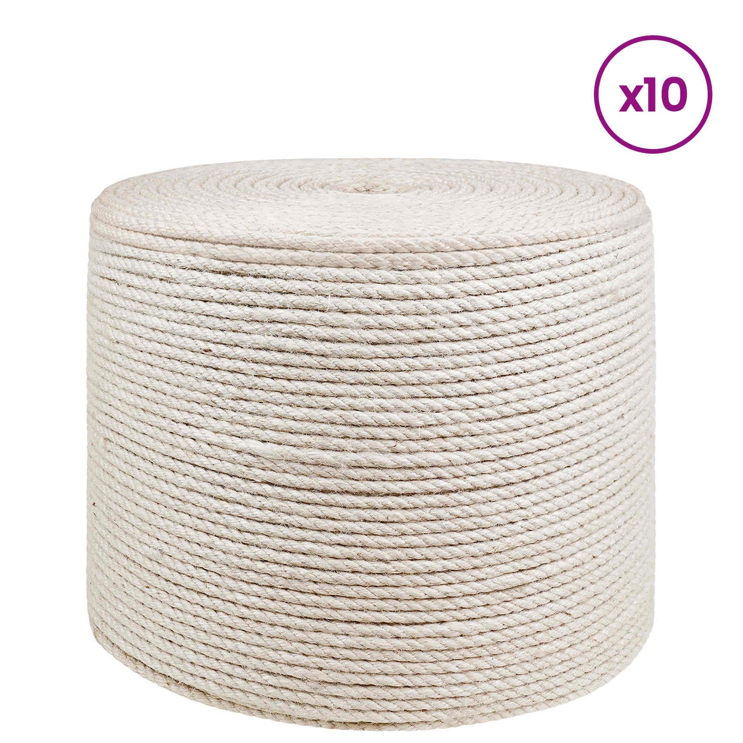 Juteschnur 10 stk. 2 mm Weiß 100% Tossa Jute