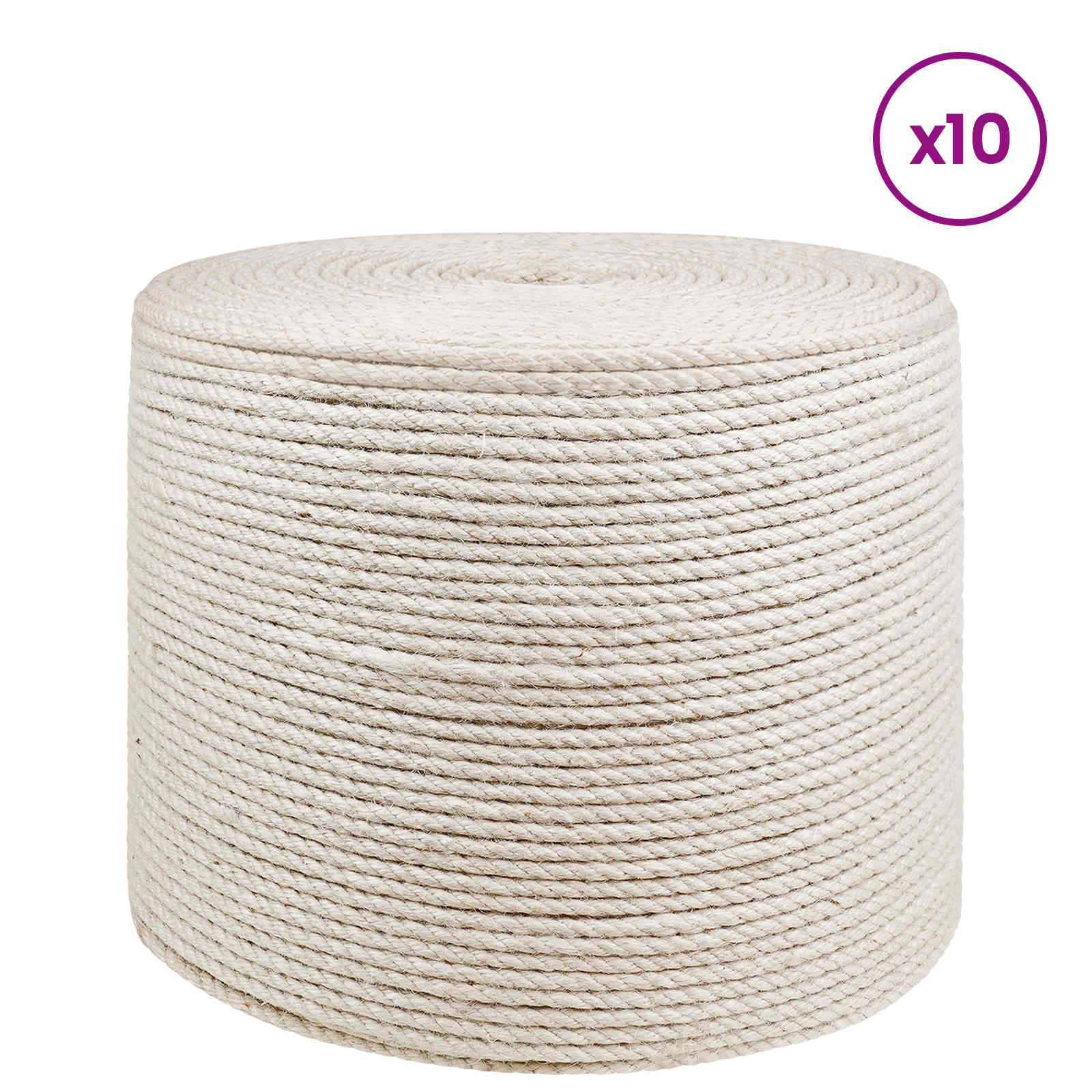 Juteschnur 10 stk. 2 mm Weiß 100% Tossa Jute