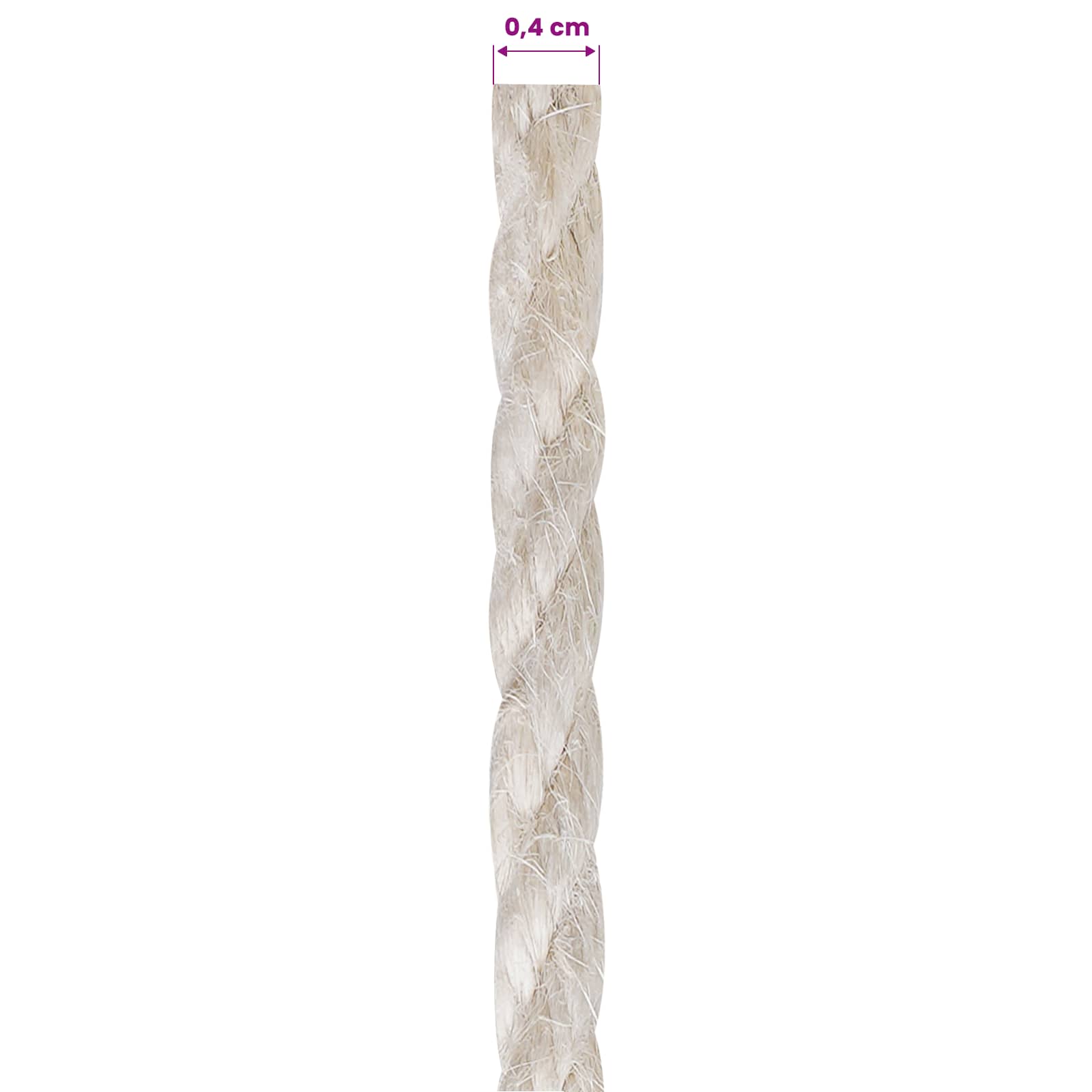 Juteschnur 4 mm Weiß 100% Tossa Jute
