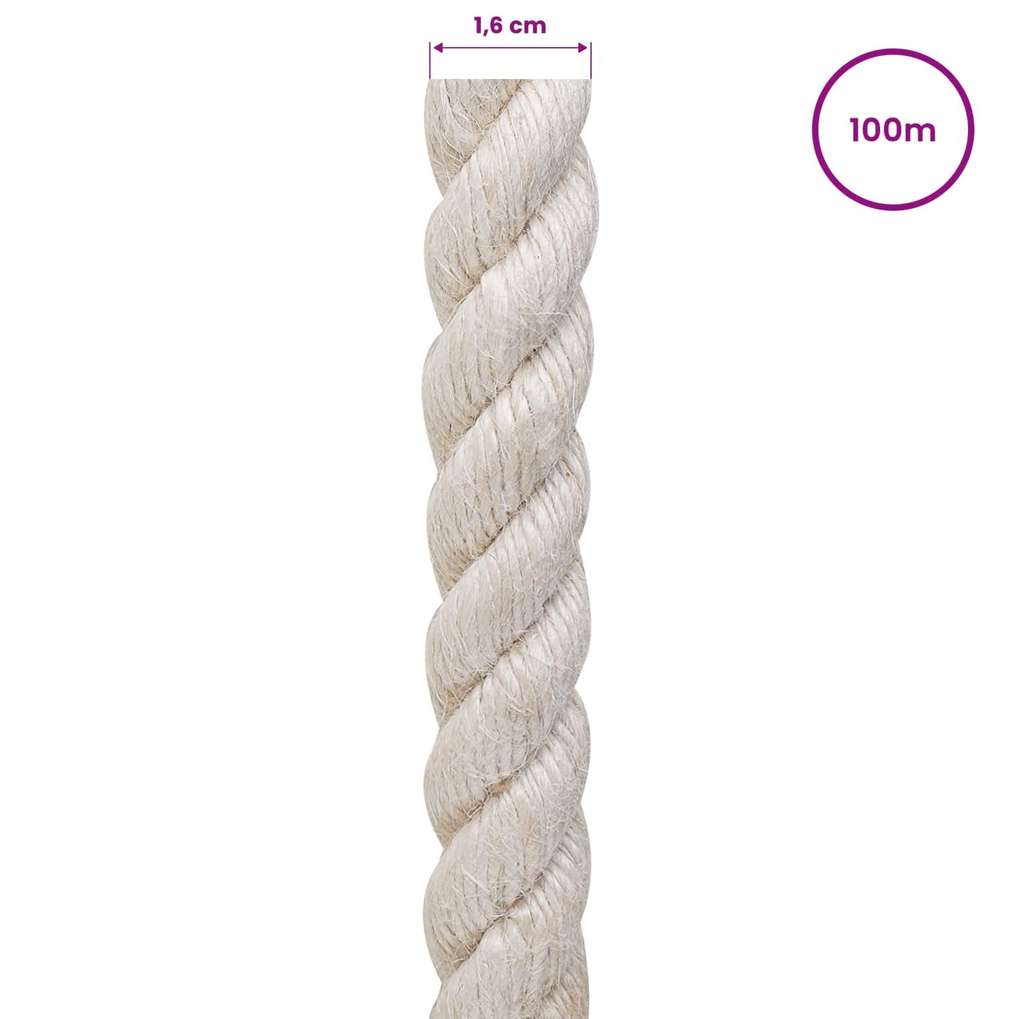 Juteseil 16 mm Weiß 100% Tossa Jute
