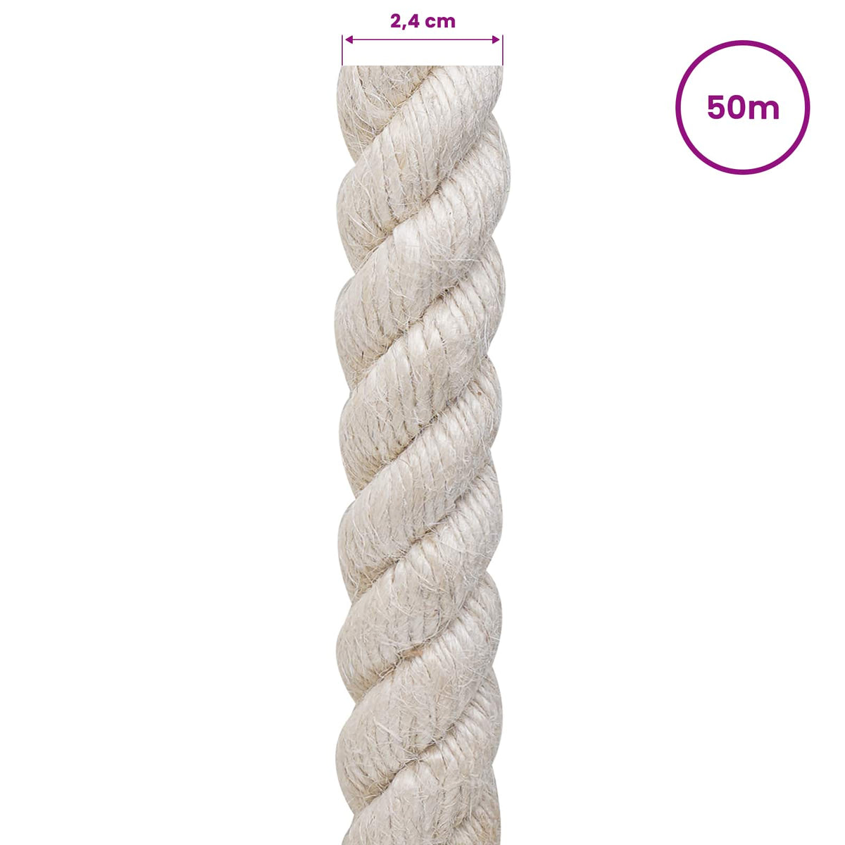 Juteseil 240 mm 50 m Weiß 100% Tossa Jute