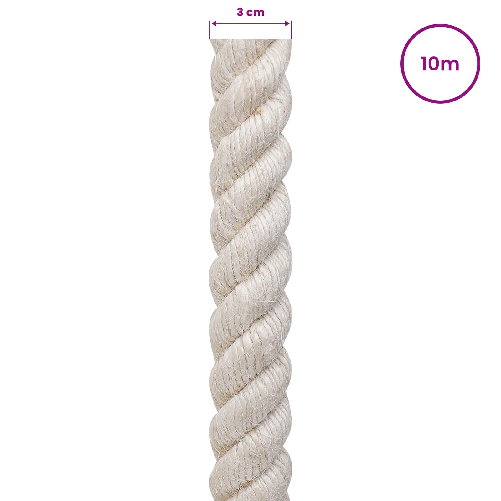 Juteseil 30 mm Weiß 100% Tossa Jute
