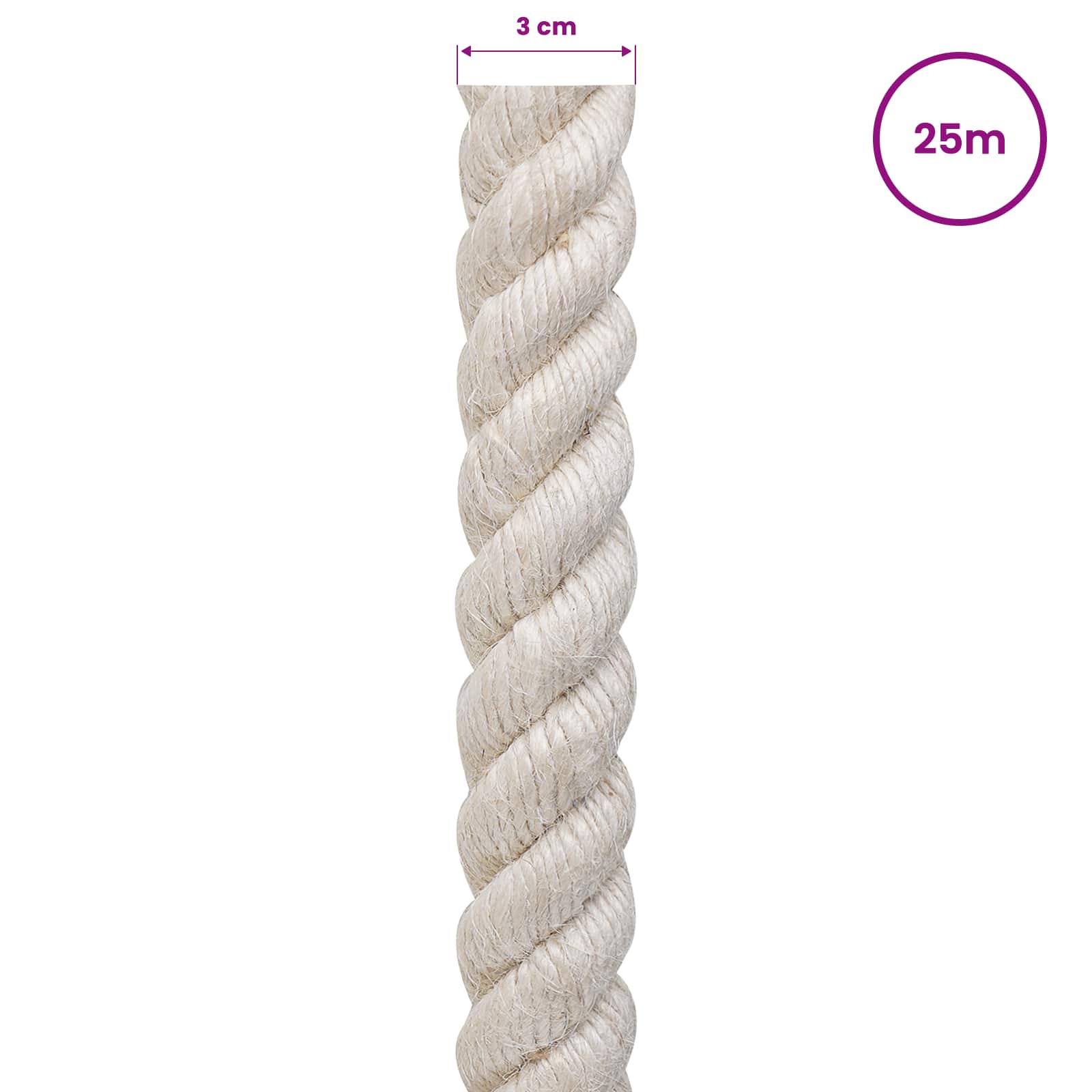 Juteseil 30 mm Weiß 100% Tossa Jute
