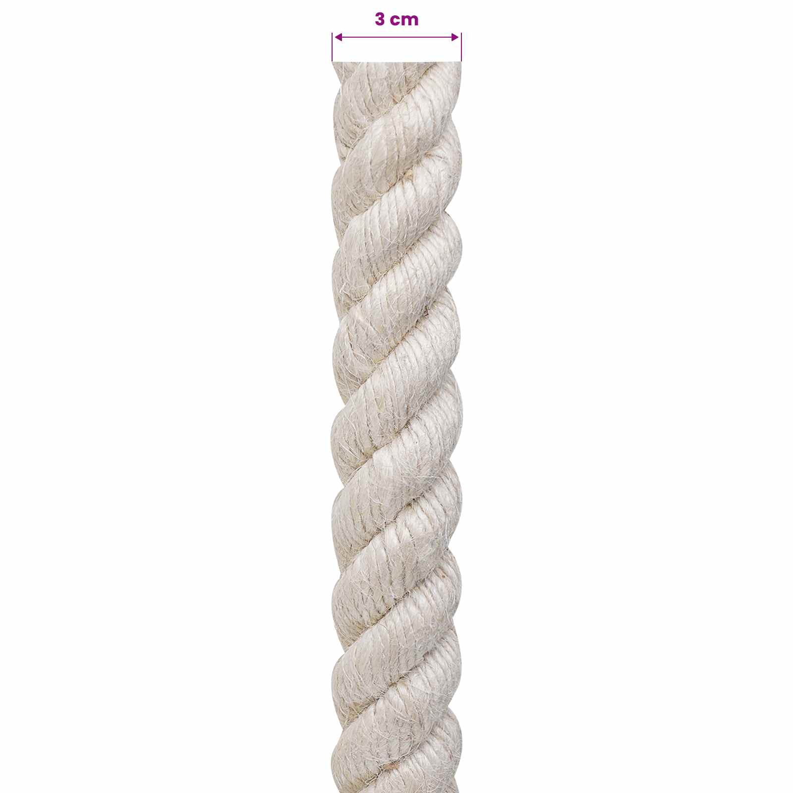 Juteseil 30 mm Weiß 100% Tossa Jute