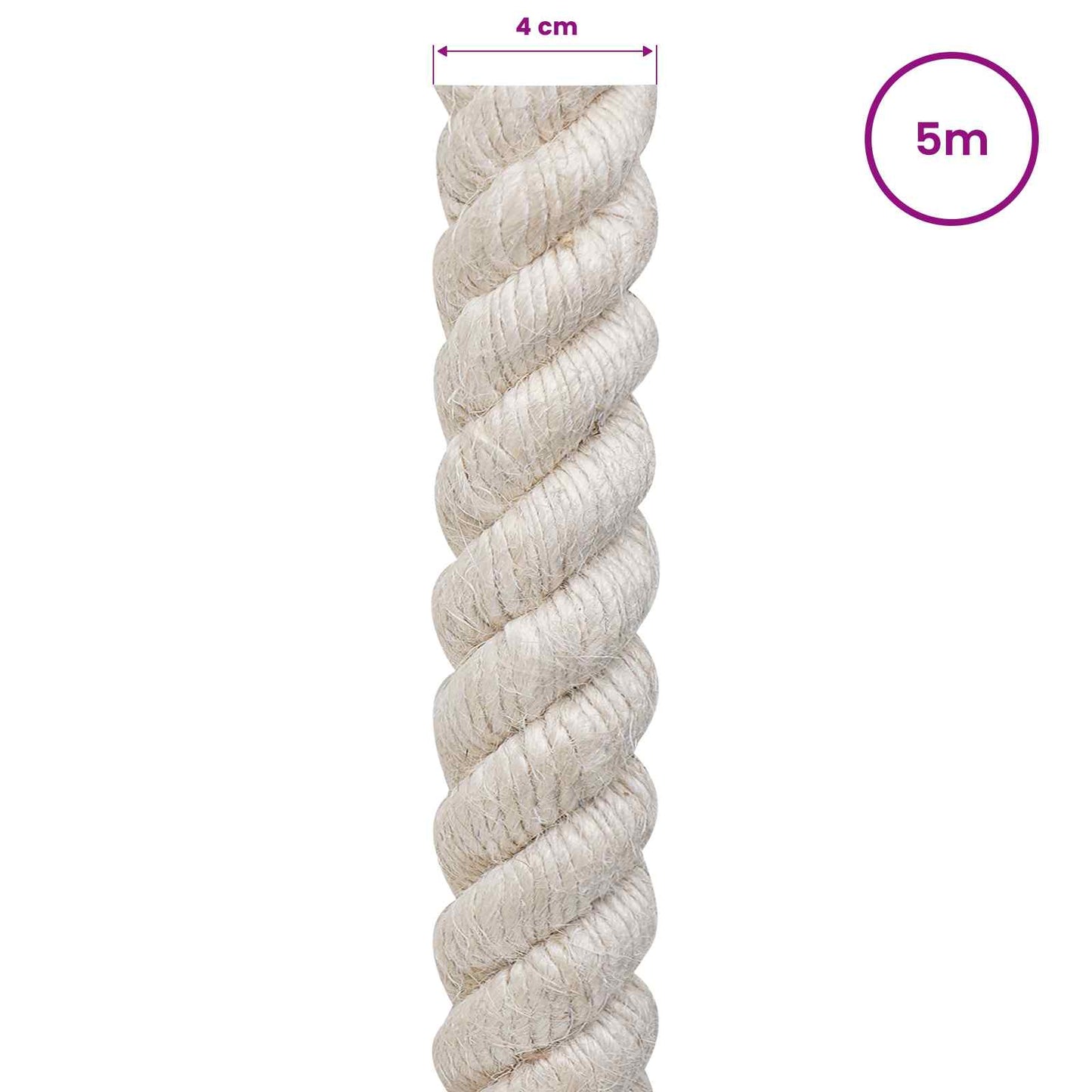 Juteseil 40 mm Weiß 100% Tossa Jute