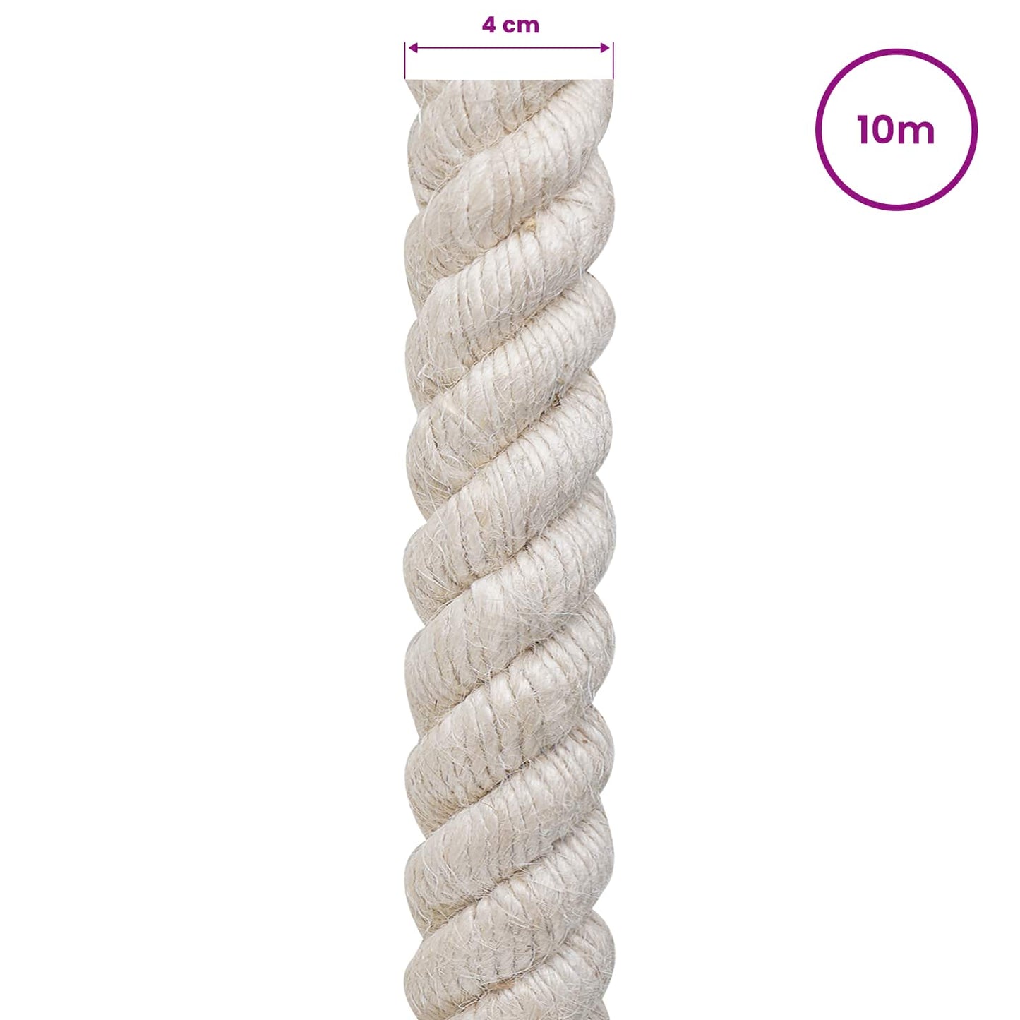 Juteseil 40 mm Weiß 100% Tossa Jute