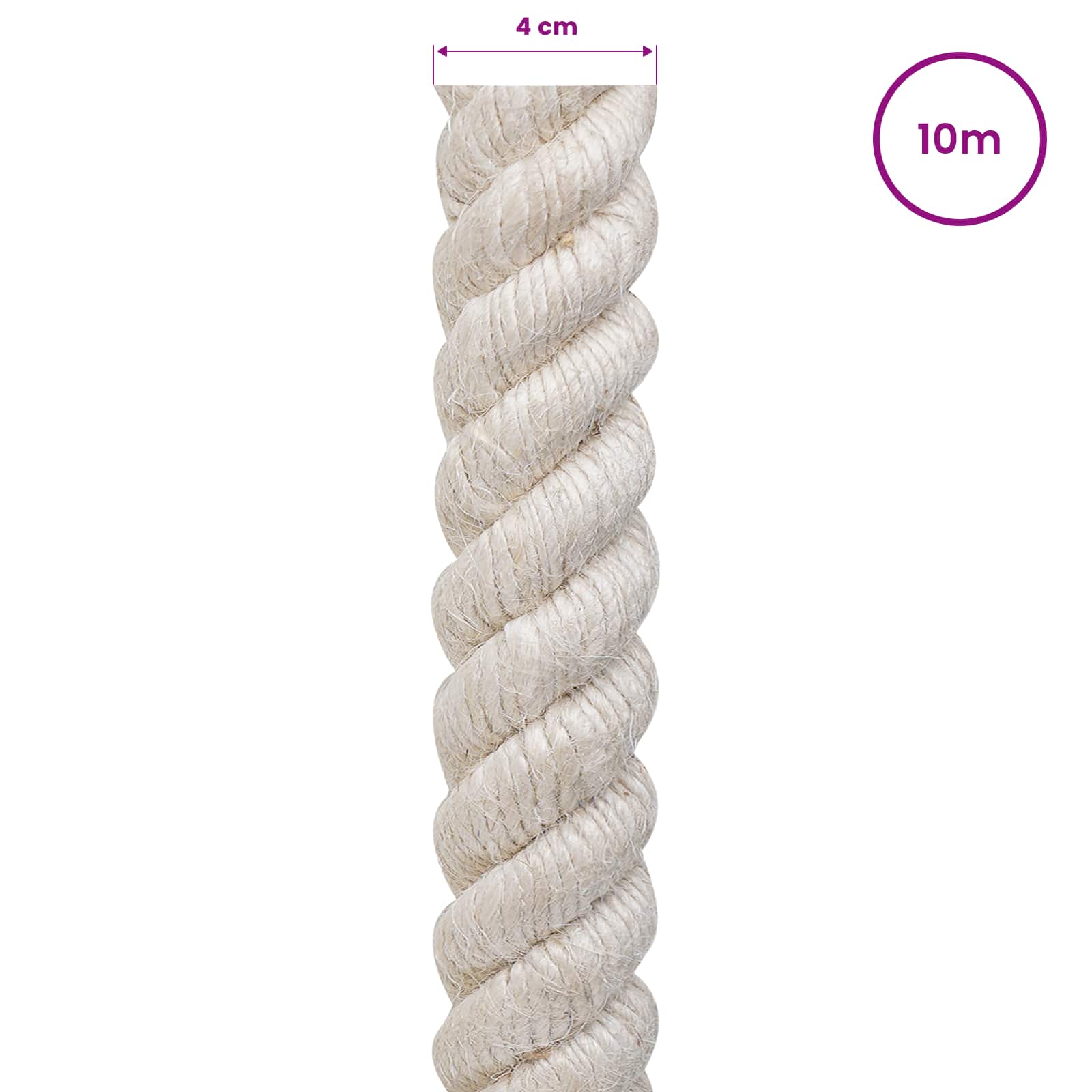 Juteseil 40 mm Weiß 100% Tossa Jute