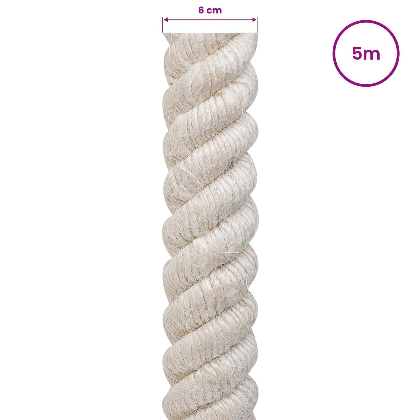 Juteseil 60 mm Weiß 100% Tossa Jute