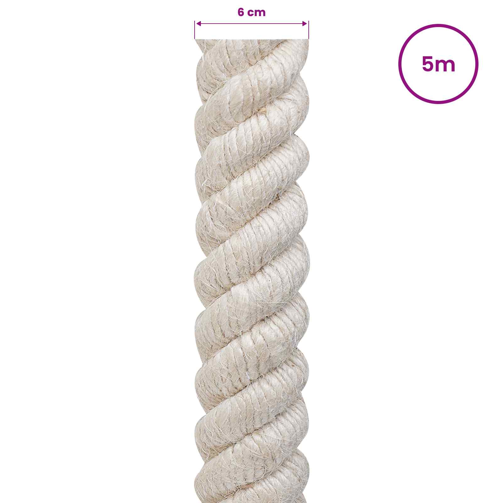 Juteseil 60 mm Weiß 100% Tossa Jute