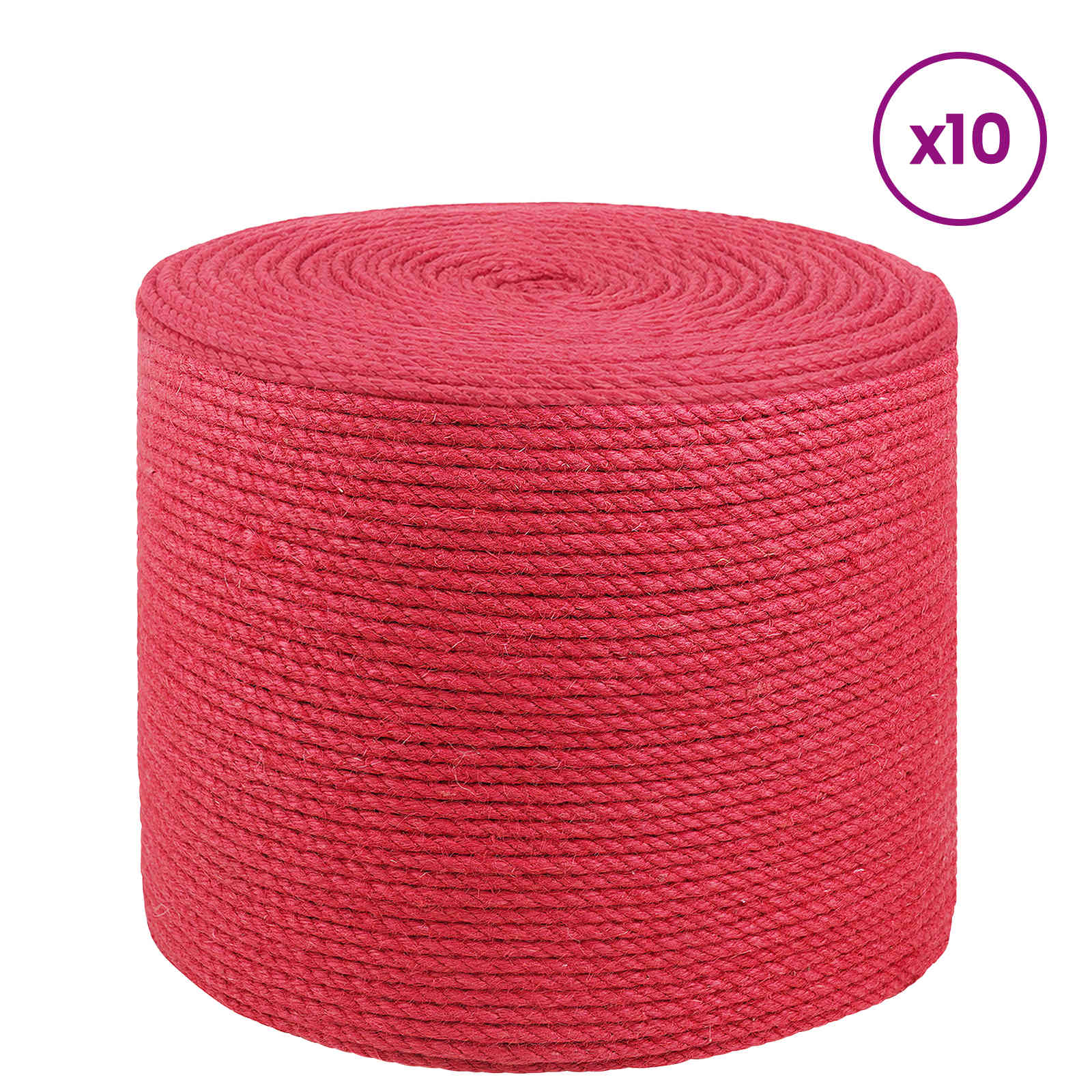 10 stk. 2 mm Rot 100% Tossa Jute