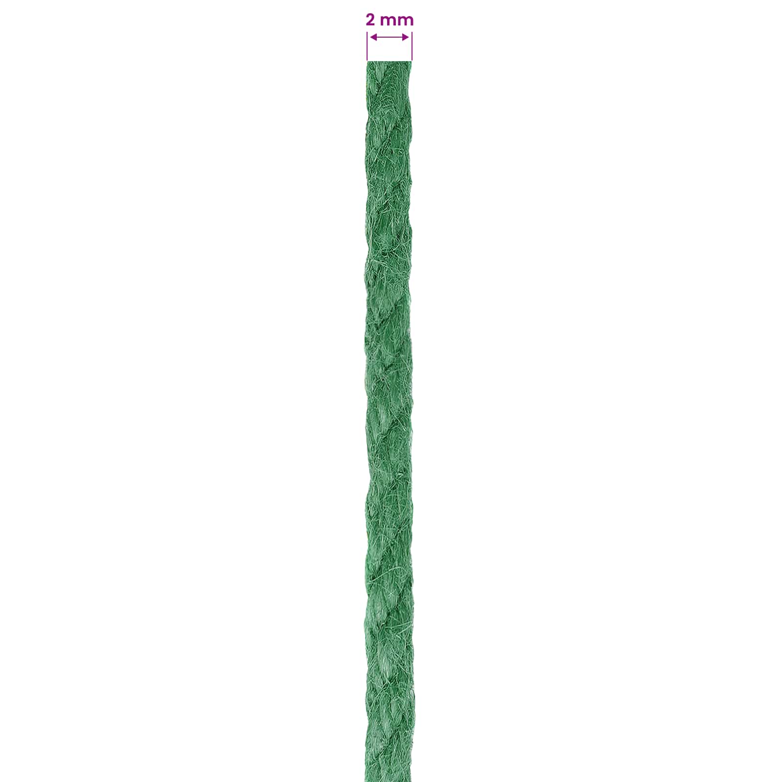2 stk. 2 mm Grün 100% Tossa Jute