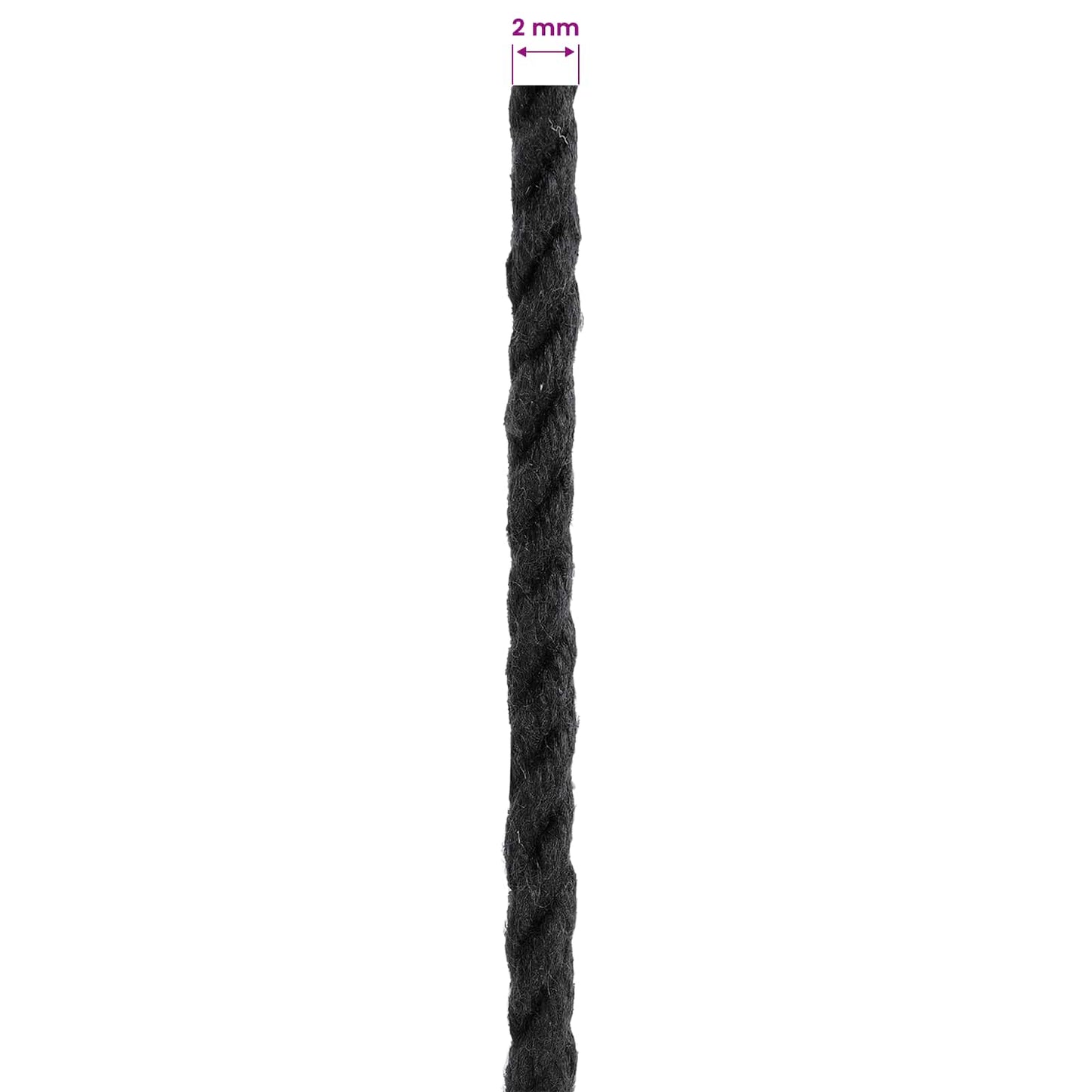 Baumwollzwirn 10 stk. 2 mm 100 m Schwarz 100% Baumwolle