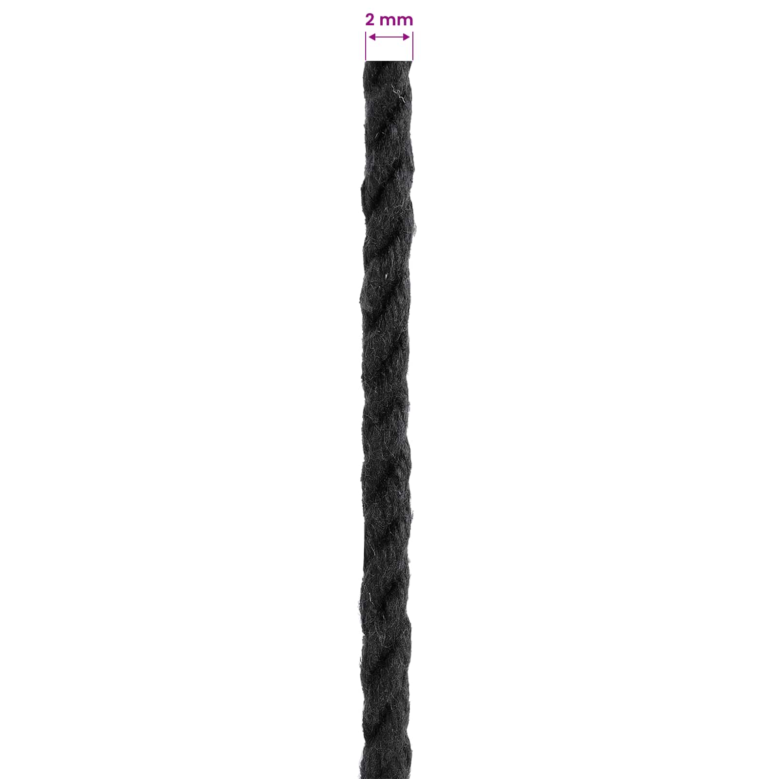 Baumwollzwirn 10 stk. 2 mm 100 m Schwarz 100% Baumwolle