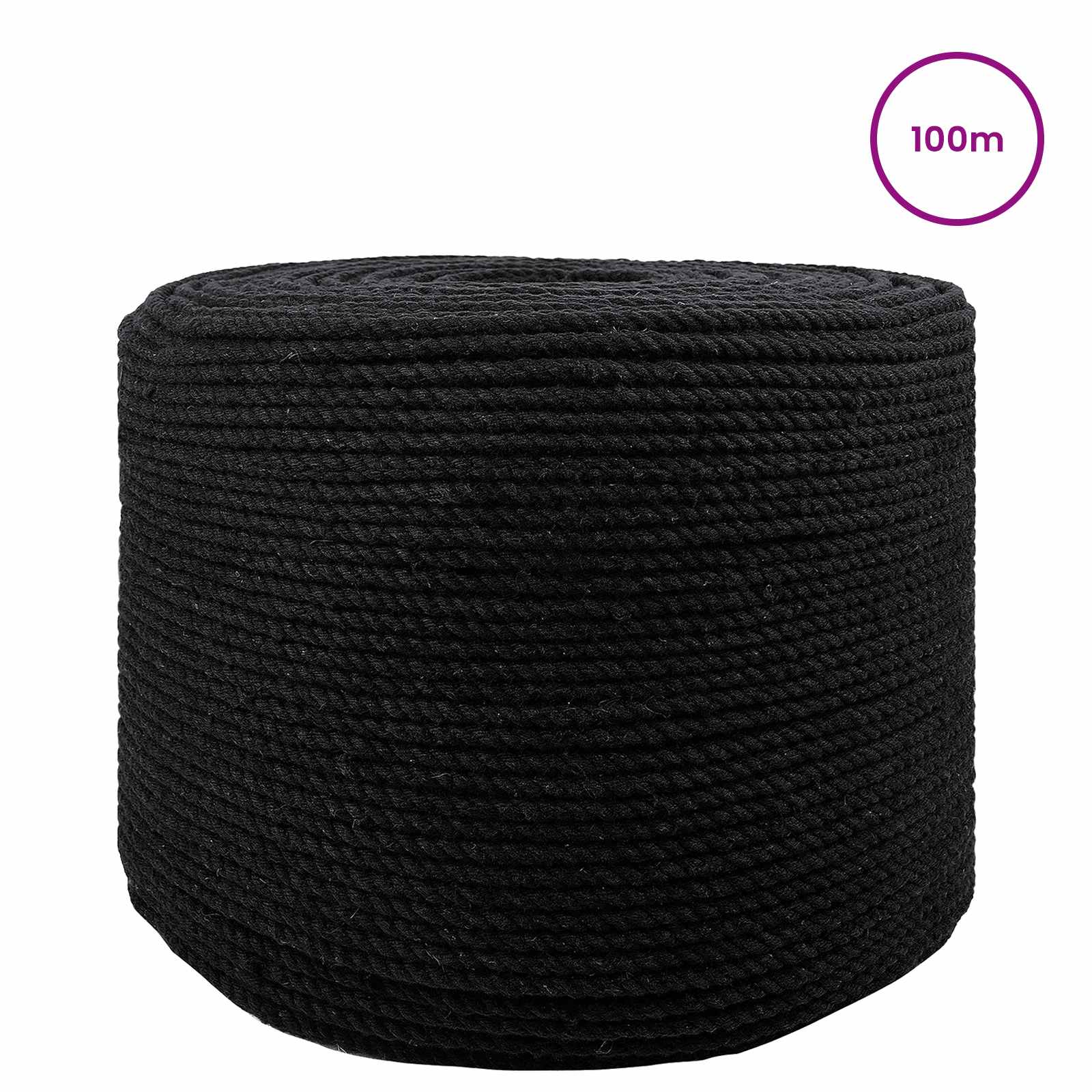 Baumwollzwirn 10 stk. 2 mm 100 m Schwarz 100% Baumwolle