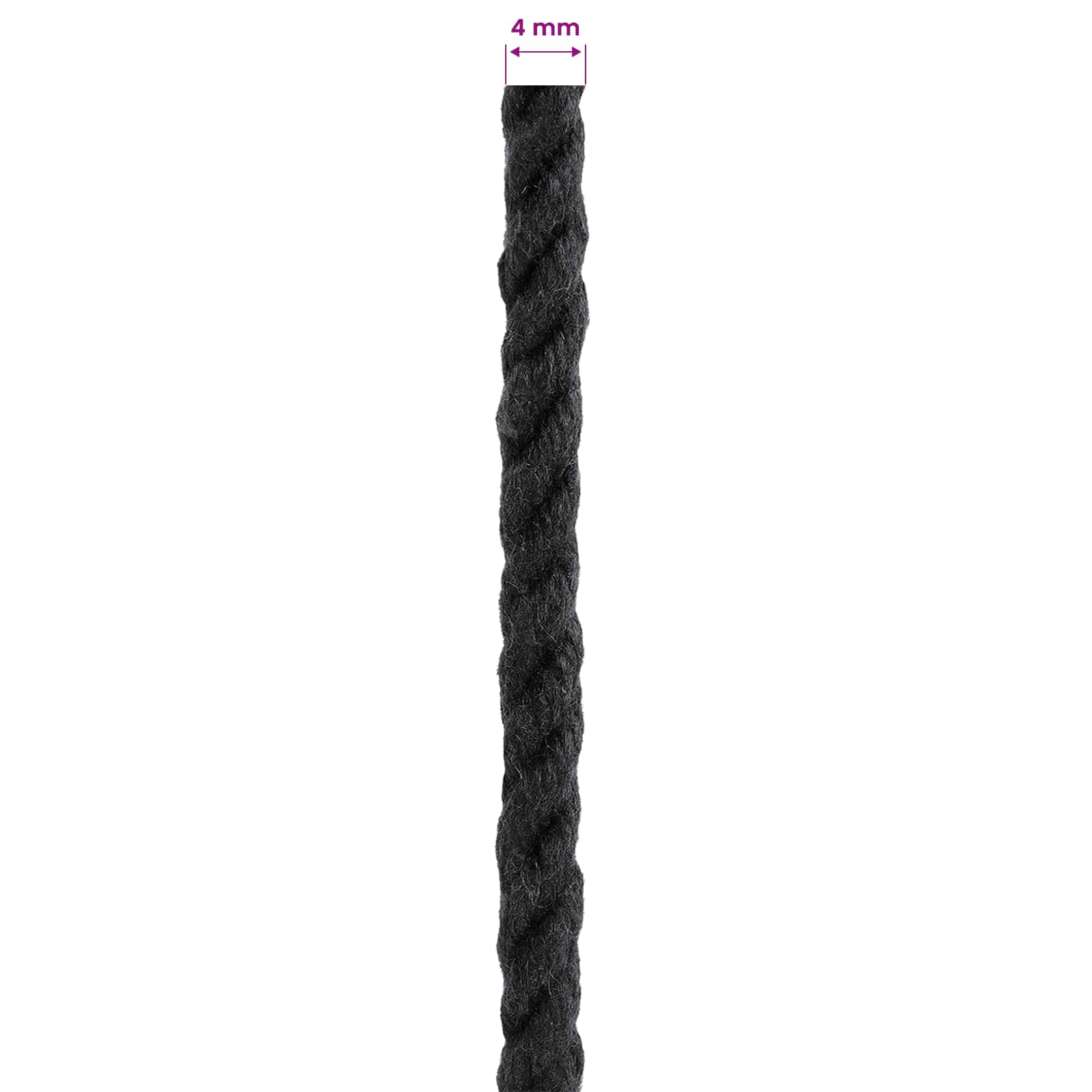 Baumwollzwirn 4 mm 100 m Schwarz 100% Baumwolle