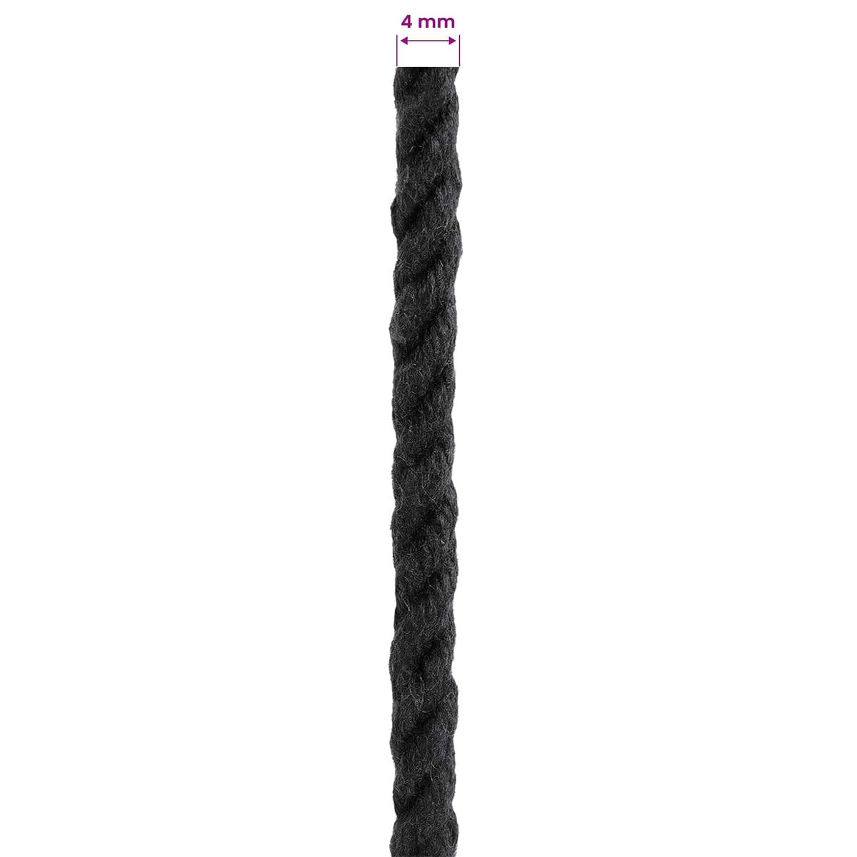 Baumwollzwirn 4 mm 100 m Schwarz 100% Baumwolle