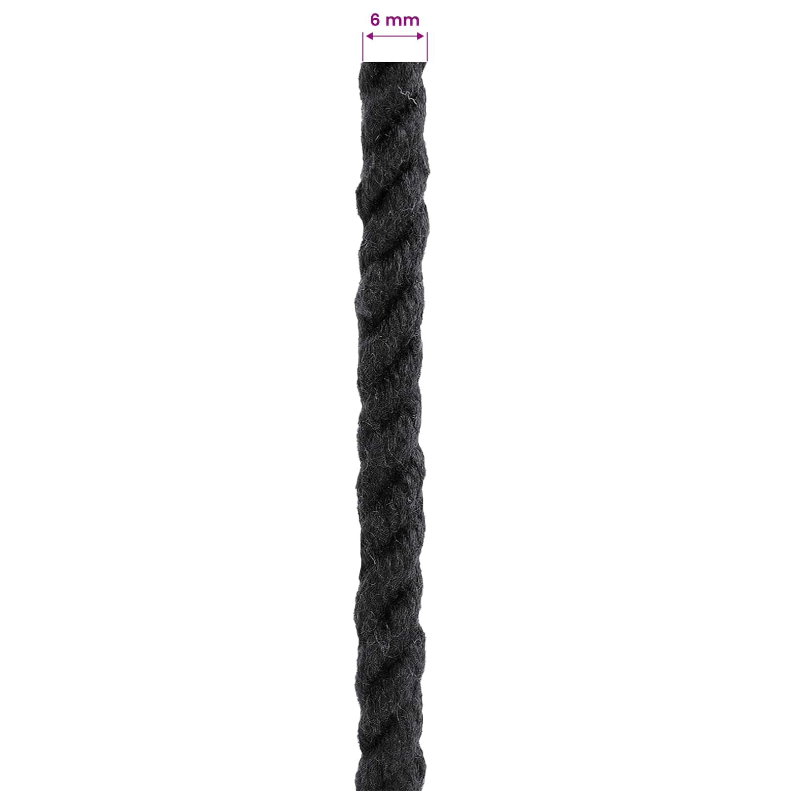 Baumwollseil 6 mm 25 m Schwarz 100% Baumwolle