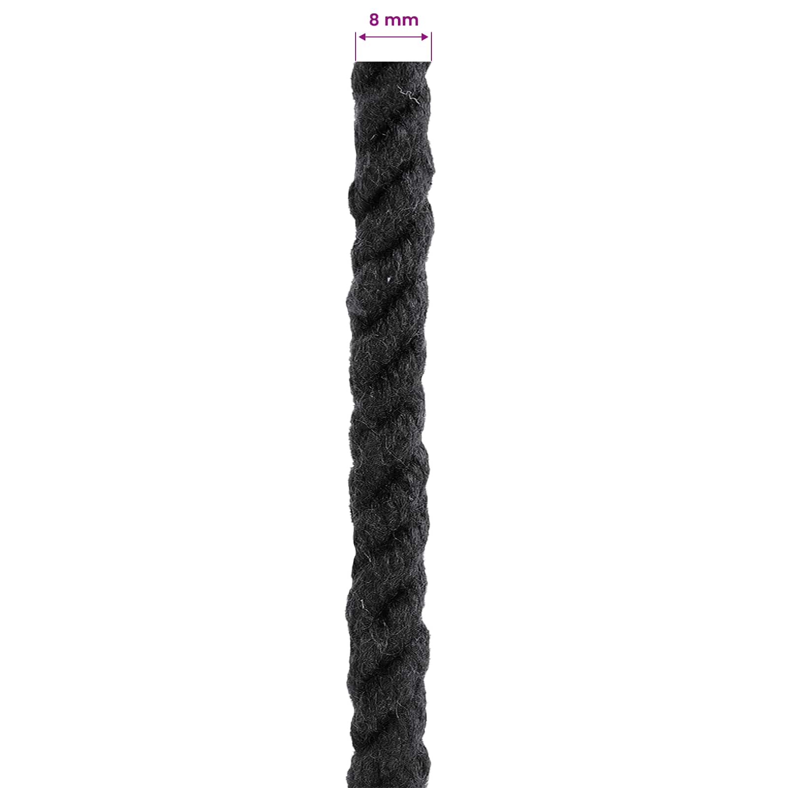 Baumwollseil 8 mm 50 m Schwarz 100% Baumwolle