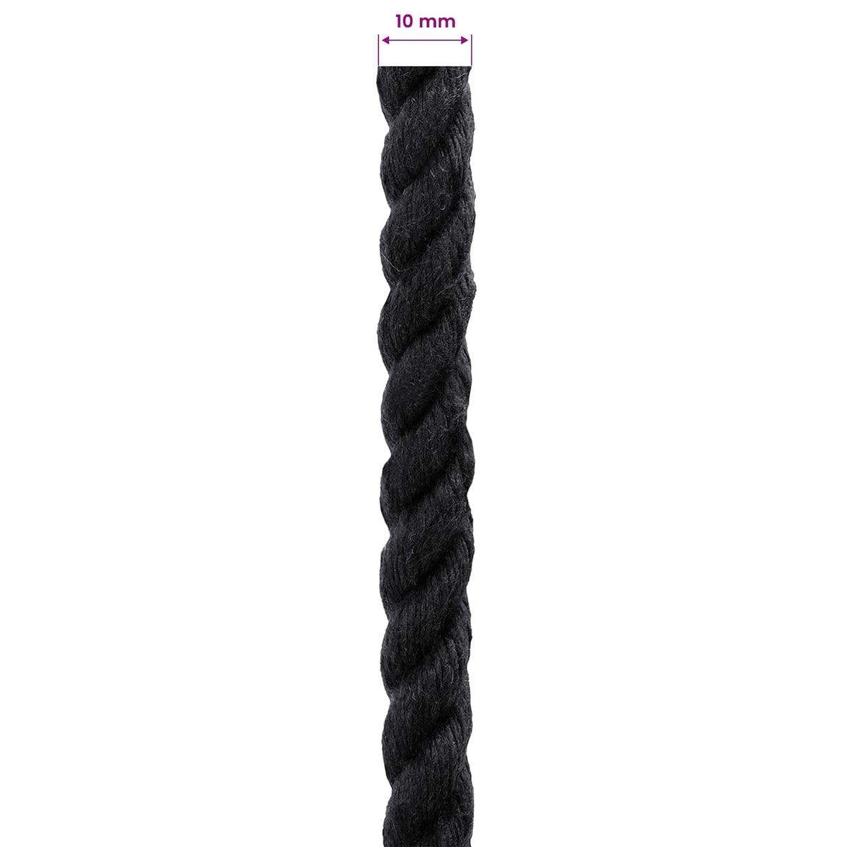 Baumwollseil 10 mm 250 m Schwarz 100% Baumwolle