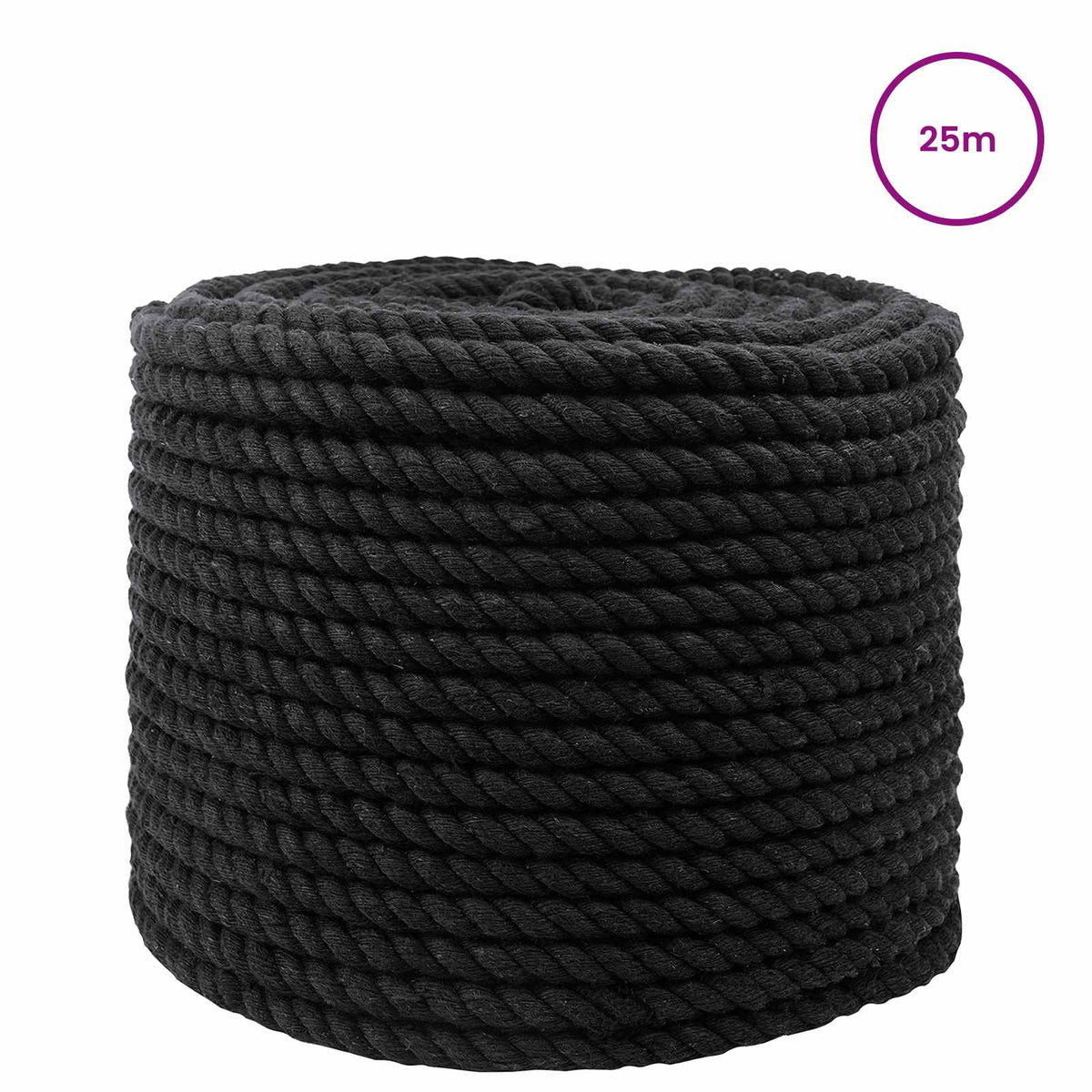 Baumwollseil 12 mm 25 m Schwarz 100% Baumwolle
