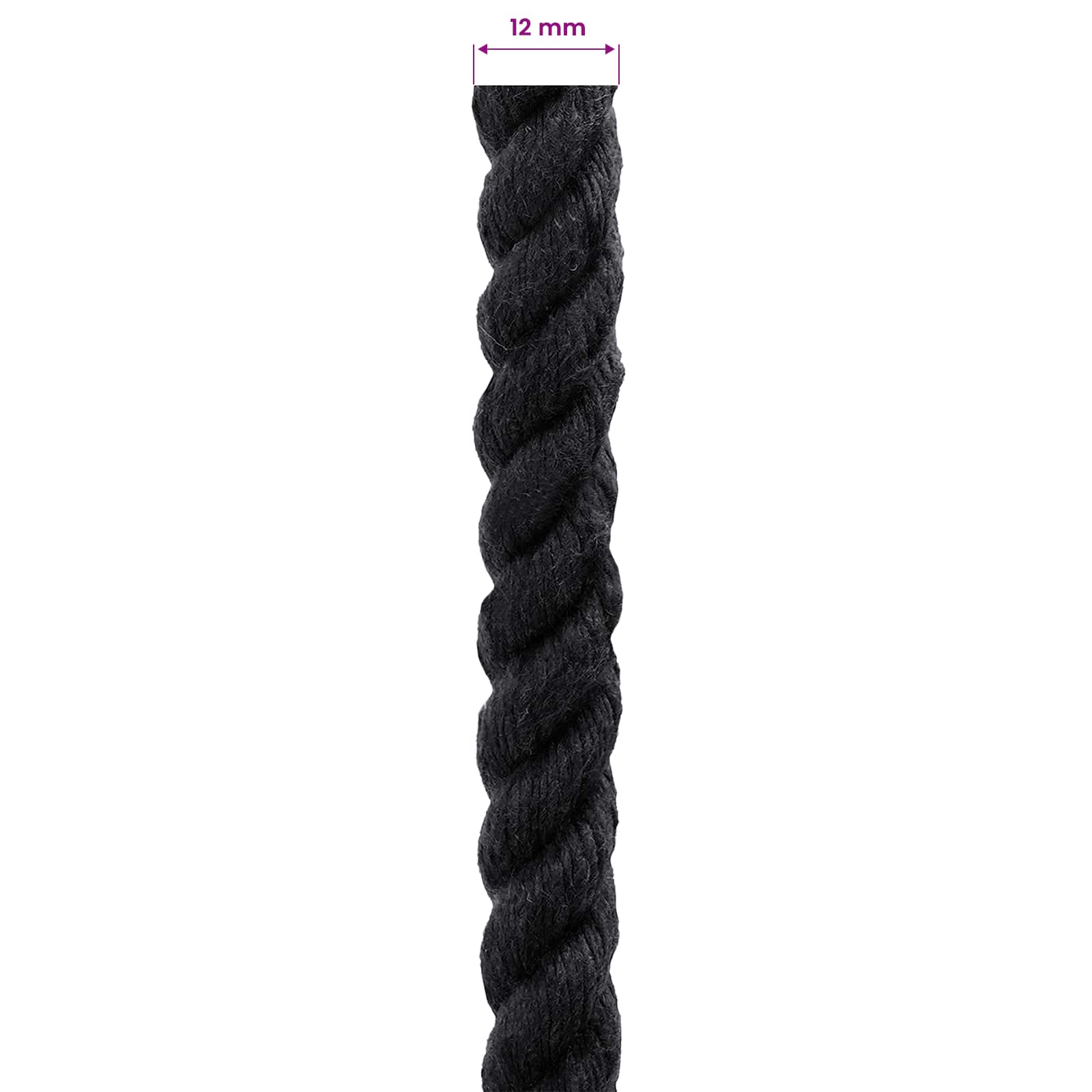 Baumwollseil 12 mm 100 m Schwarz 100% Baumwolle