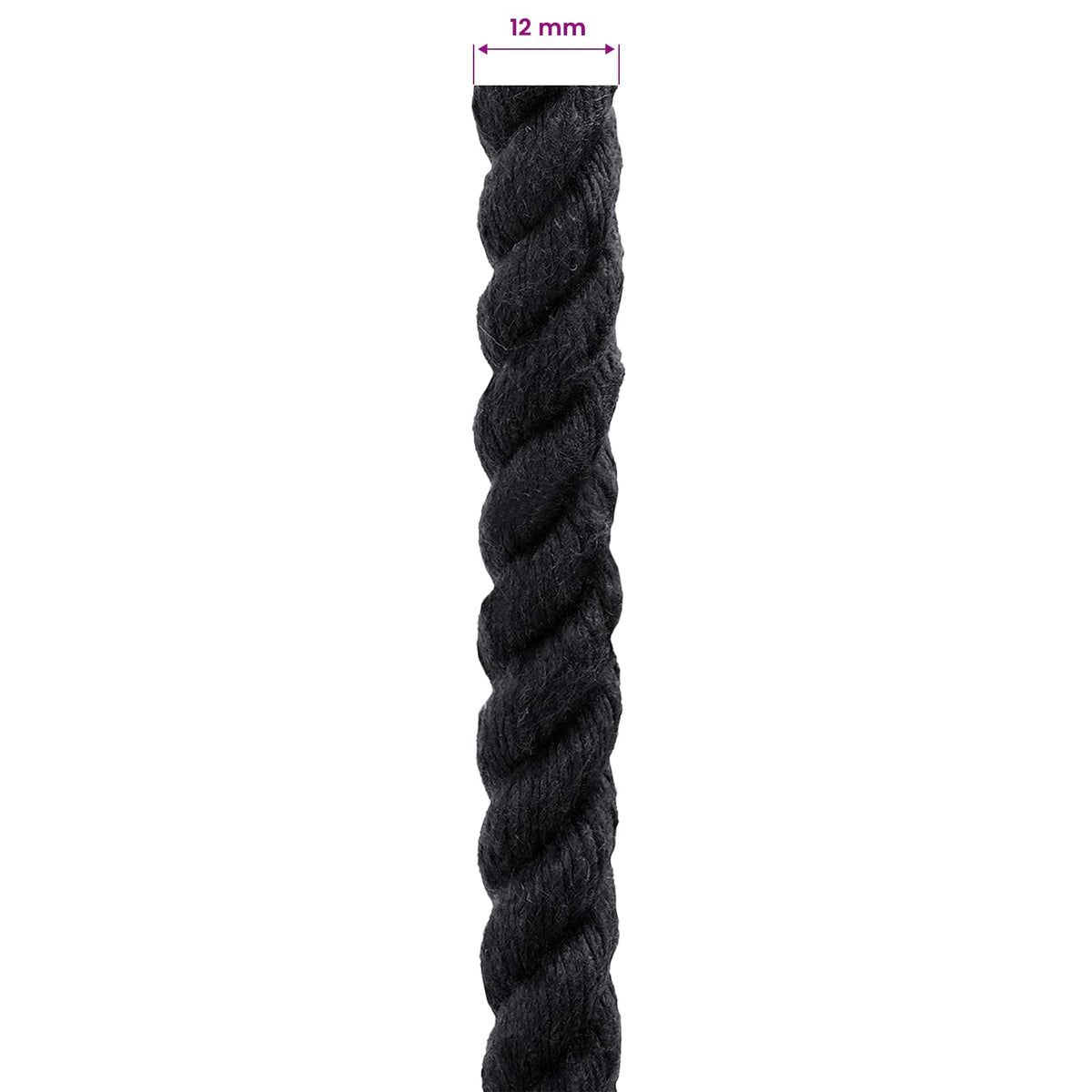 Baumwollseil 12 mm 100 m Schwarz 100% Baumwolle