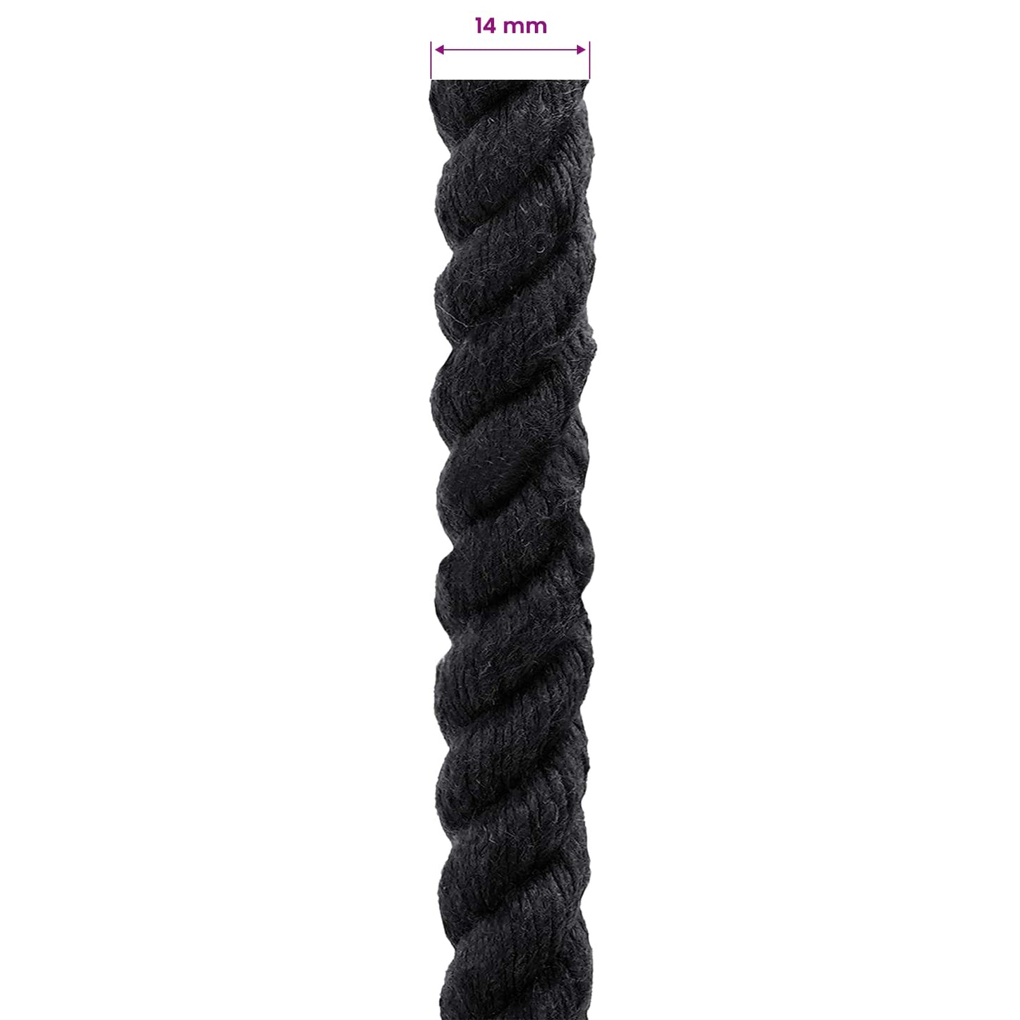 Baumwollseil 14 mm 250 m Schwarz 100% Baumwolle