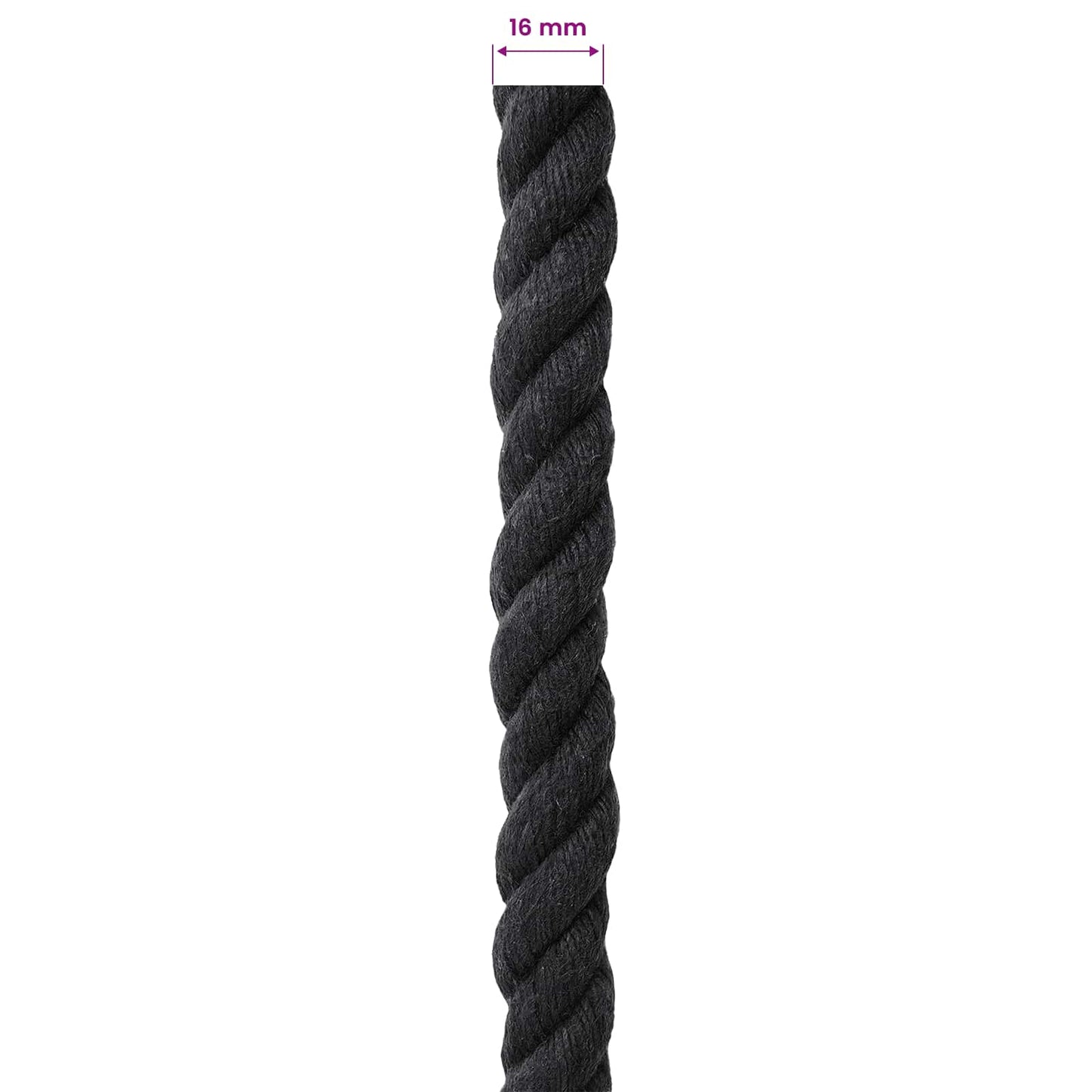 Baumwollseil 16 mm 50 m Schwarz 100% Baumwolle