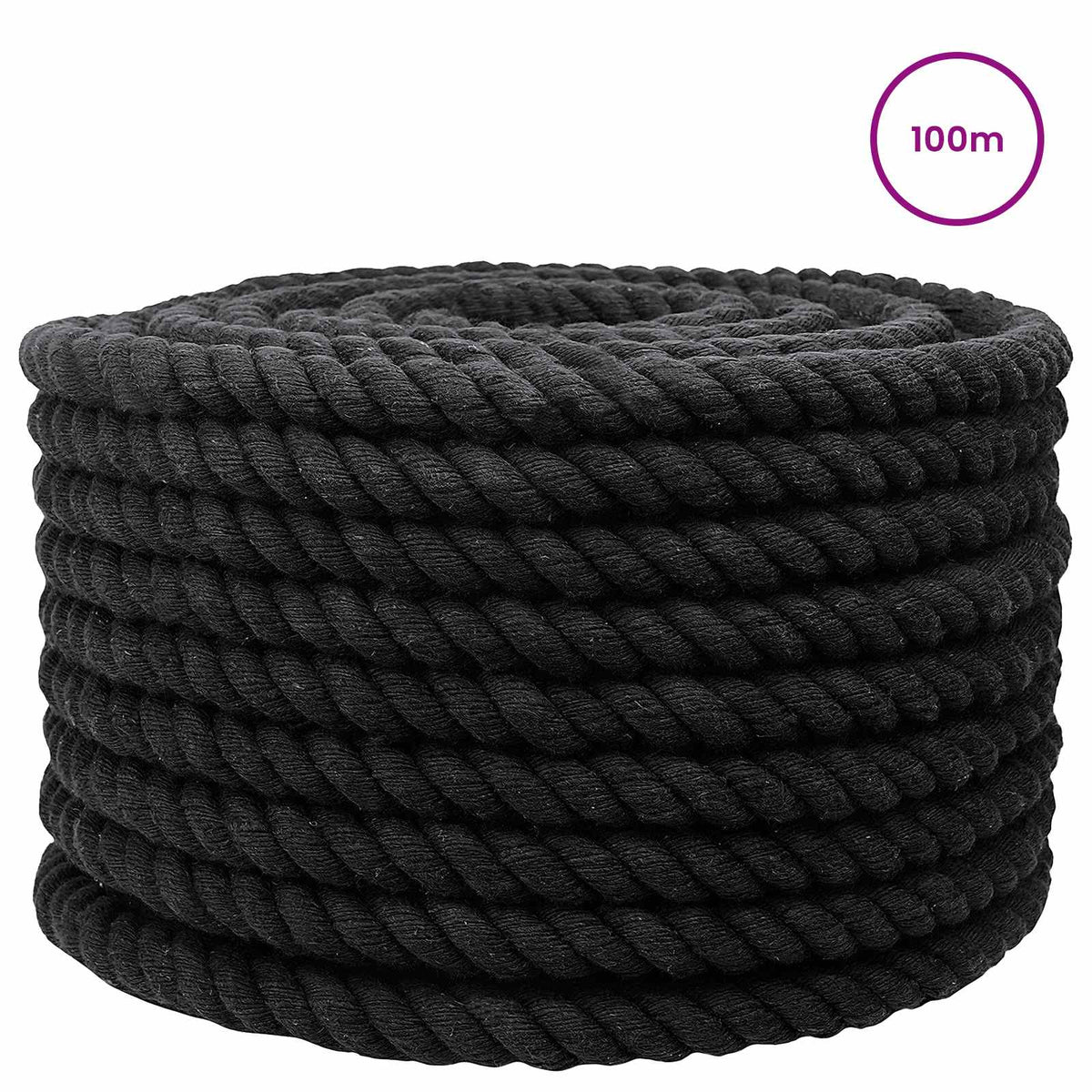 Baumwollseil 16 mm 100 m Schwarz 100% Baumwolle