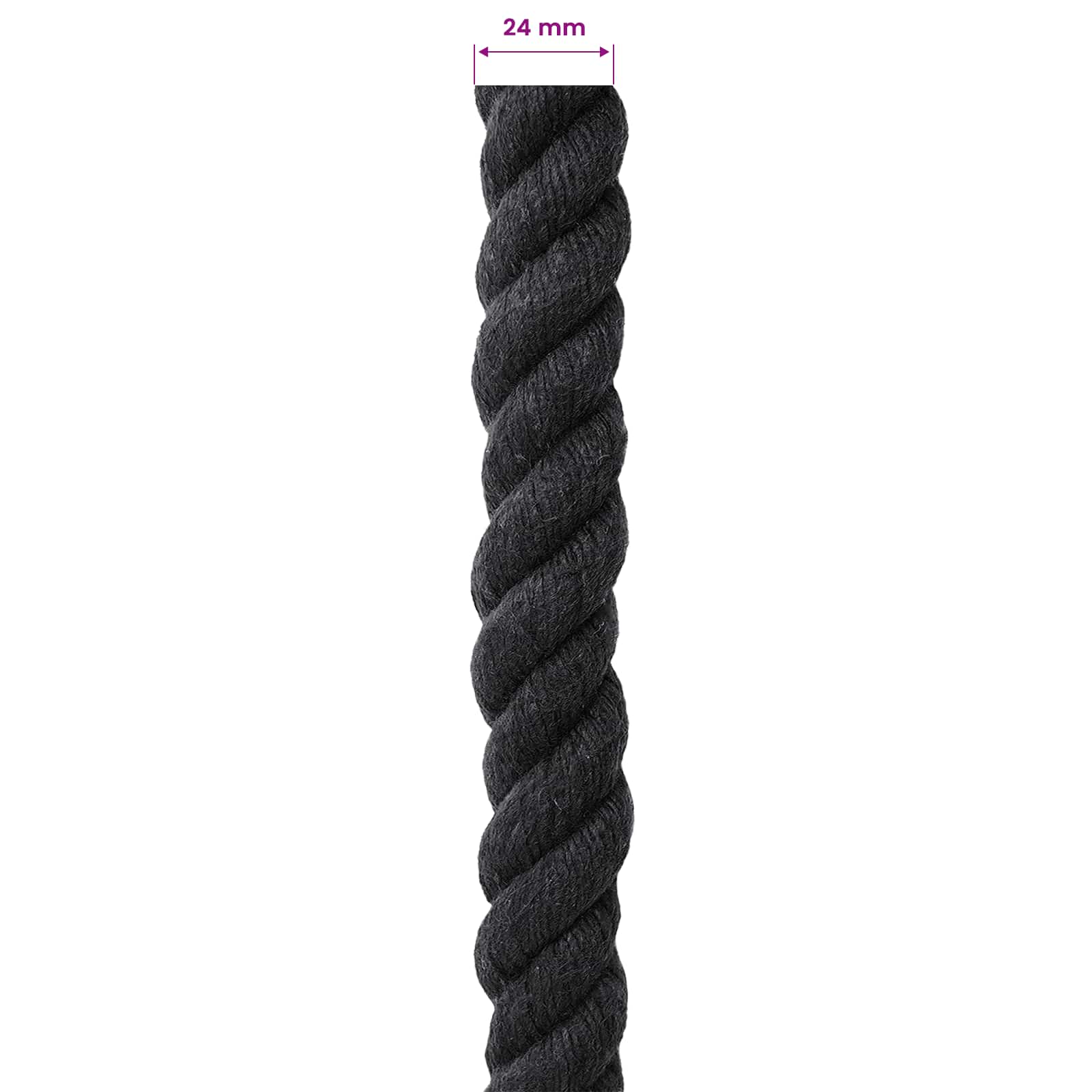 Baumwollseil 24 mm 50 m Schwarz 100% Baumwolle