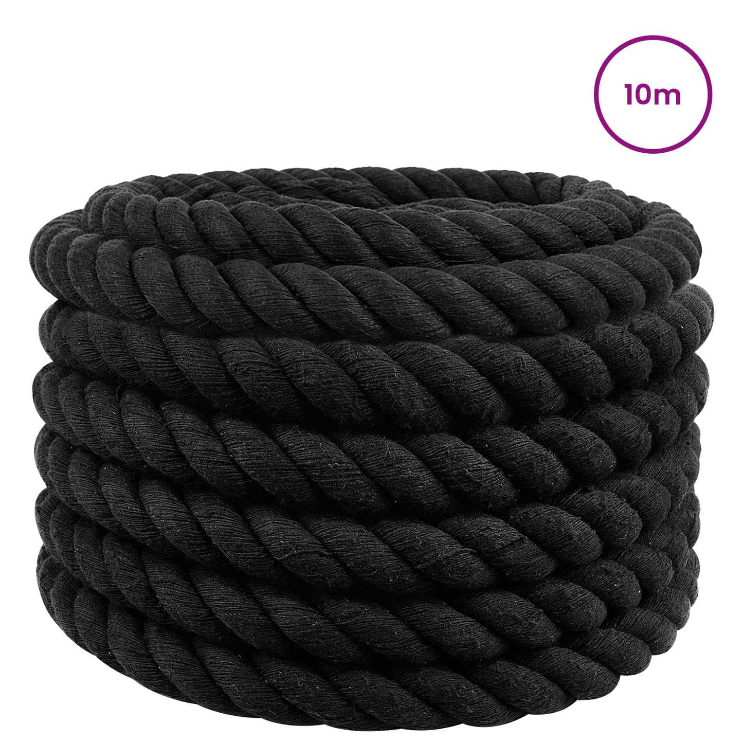 Baumwollseil 60 mm 10 m Schwarz 100% Baumwolle