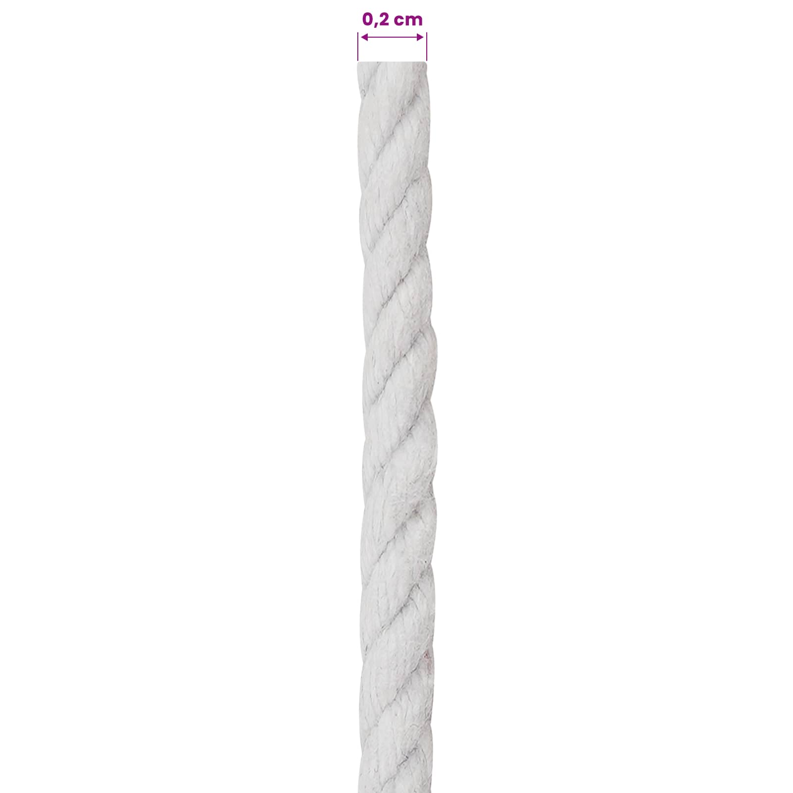 Baumwollzwirn 2 stk. 2 mm 100 m Weiß 100% Baumwolle
