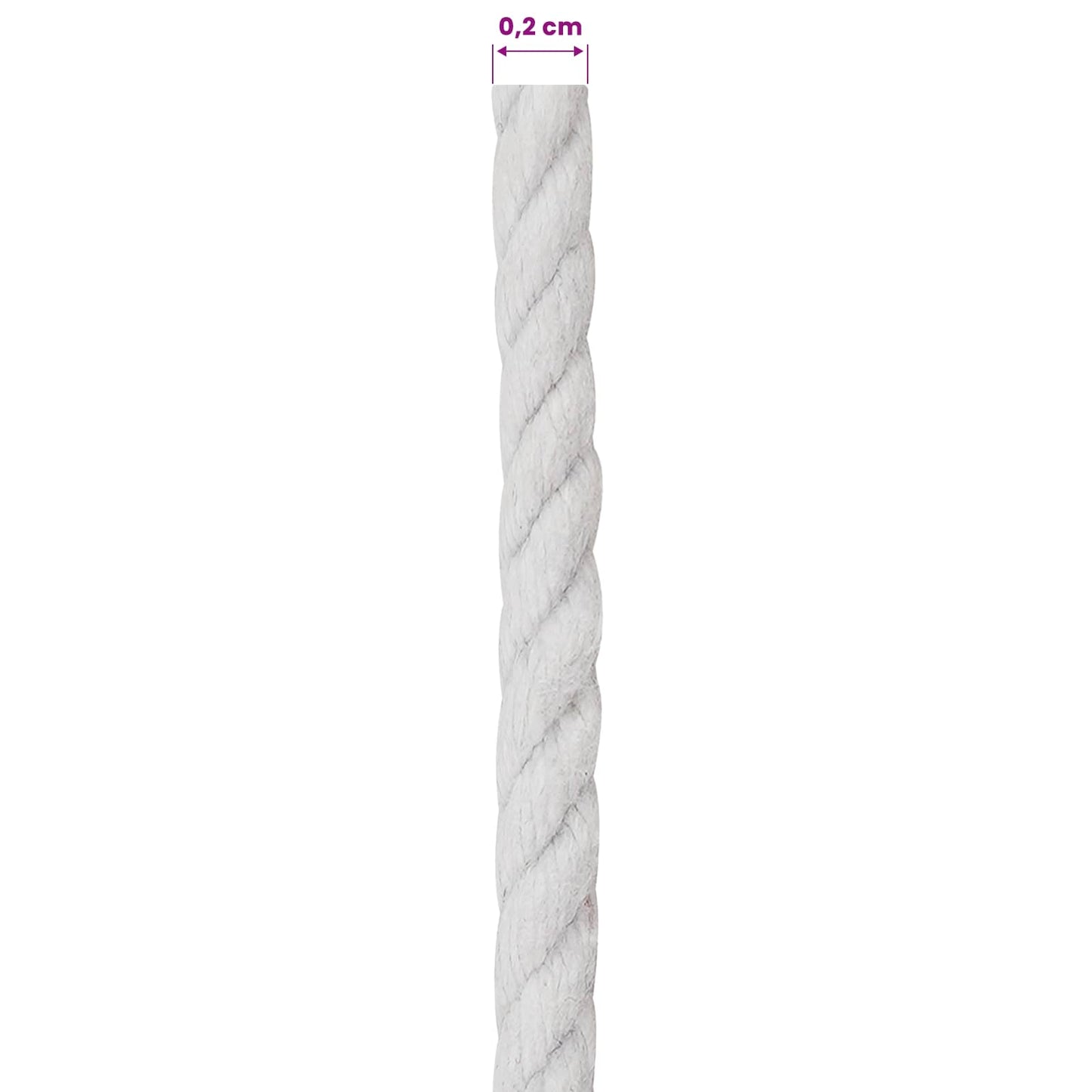 Baumwollzwirn 10 stk. 2 mm 100 m Weiß 100% Baumwolle