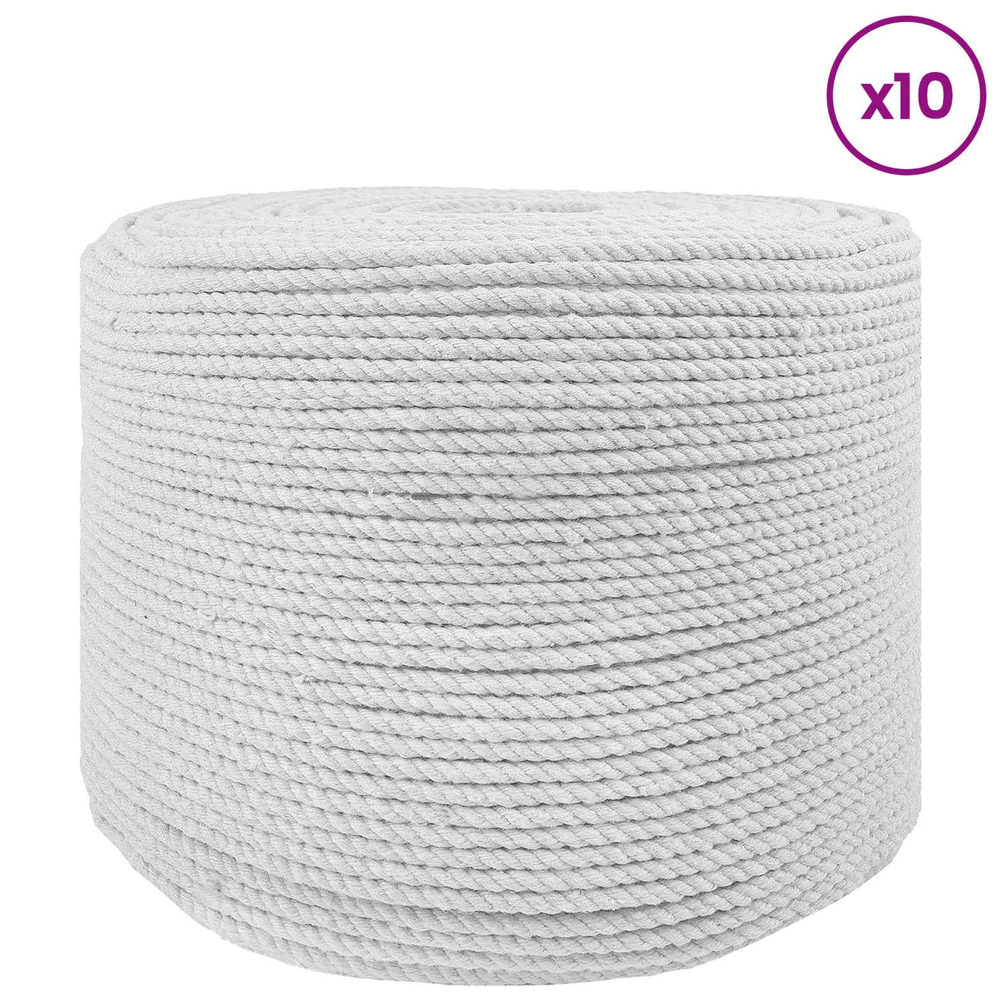 Baumwollzwirn 10 stk. 2 mm 100 m Weiß 100% Baumwolle