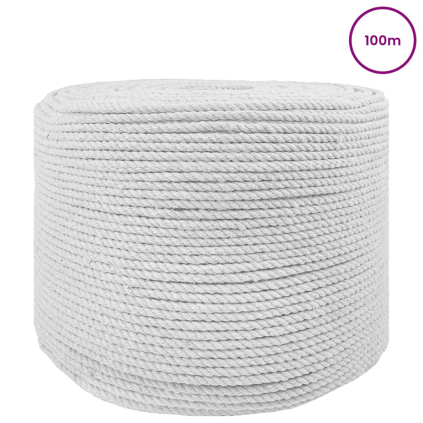 Baumwollzwirn 10 stk. 2 mm 100 m Weiß 100% Baumwolle